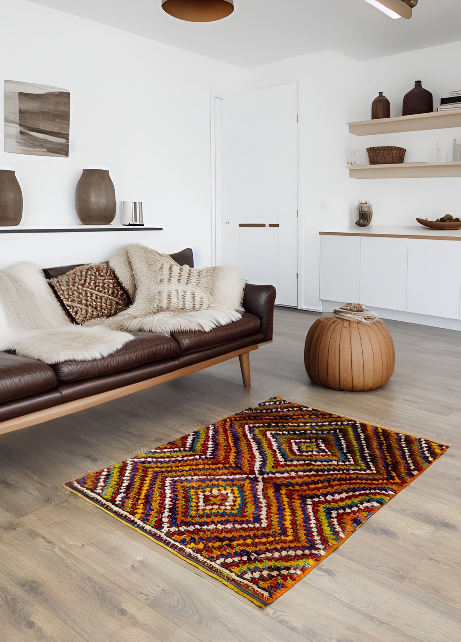 Vanya Colorful Checkered Hand-Woven Rug 103x143 cm