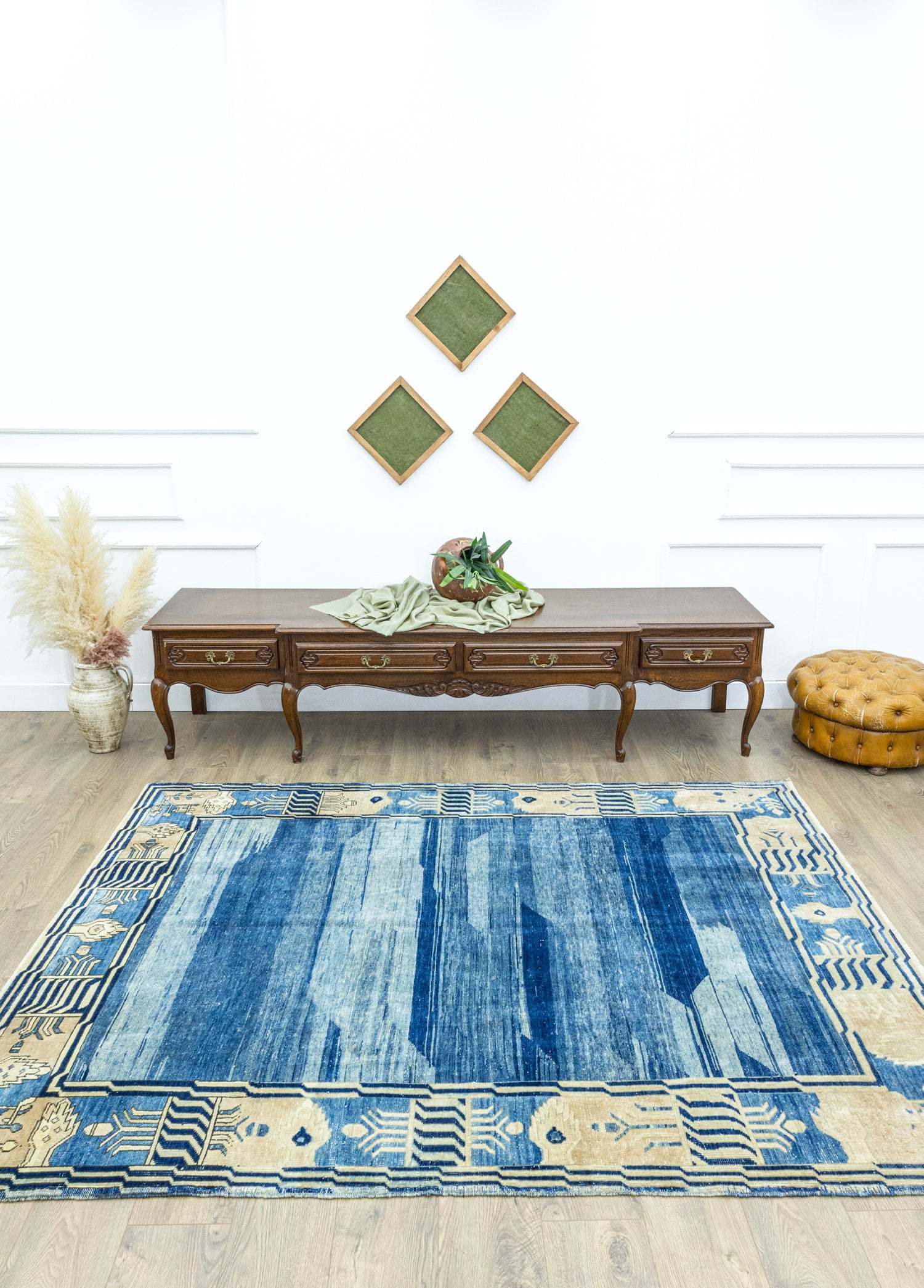 Ravil Modern Abrajlı El Dokuma Mavi Halı 178x230 cm