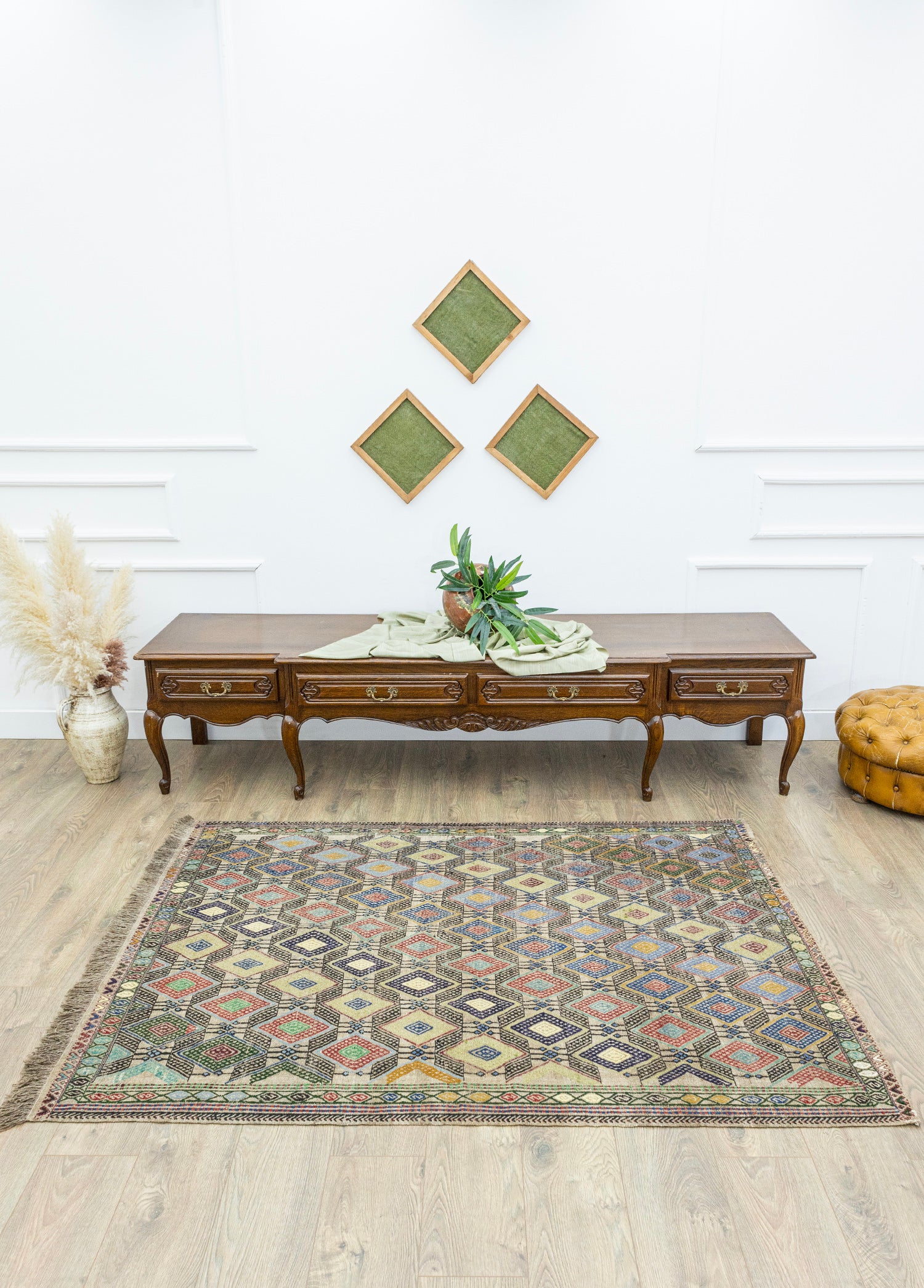 Akasya Geometrik Tasarımlı Yün Cicim Kilim 135x186 cm