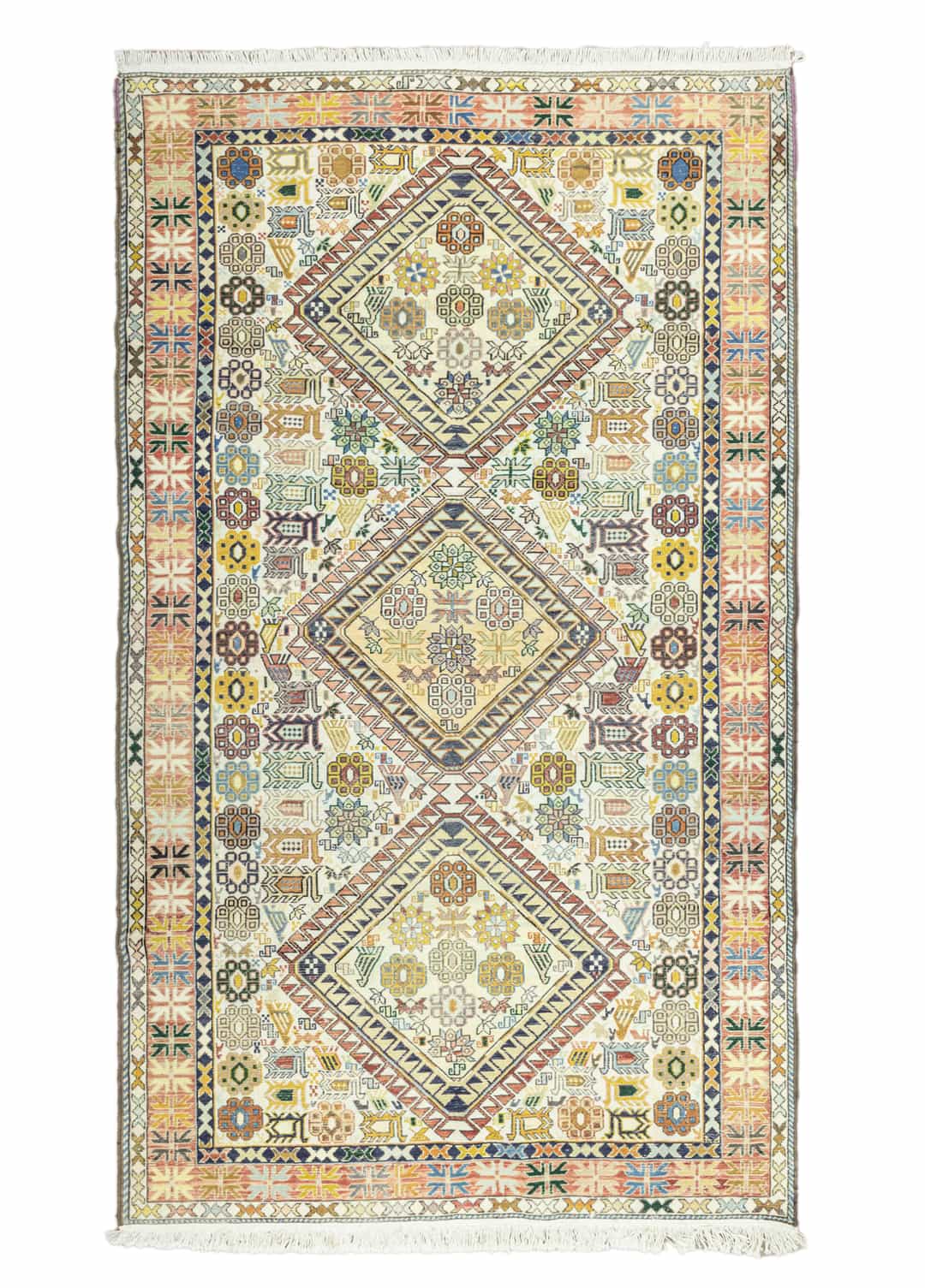 Zahedan Etnik Tasarımlı İpek Kilim 124x217 cm
