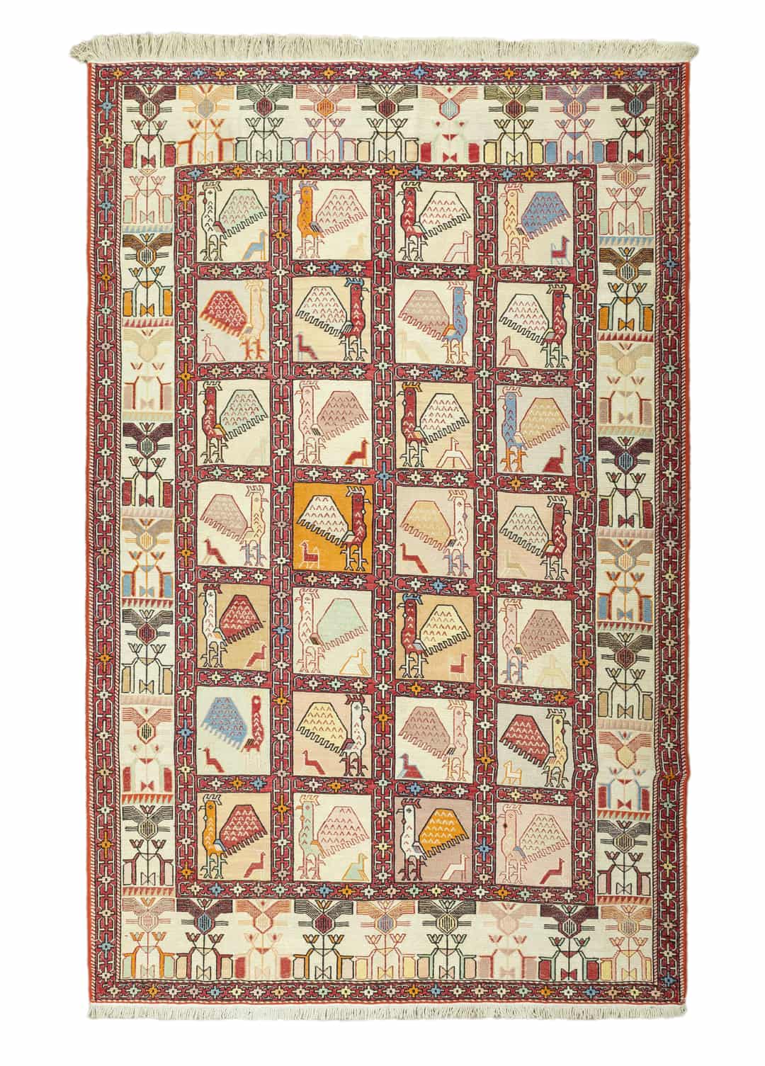 Dehri Hayvan Figürlü İpek Kilim 131x197 cm