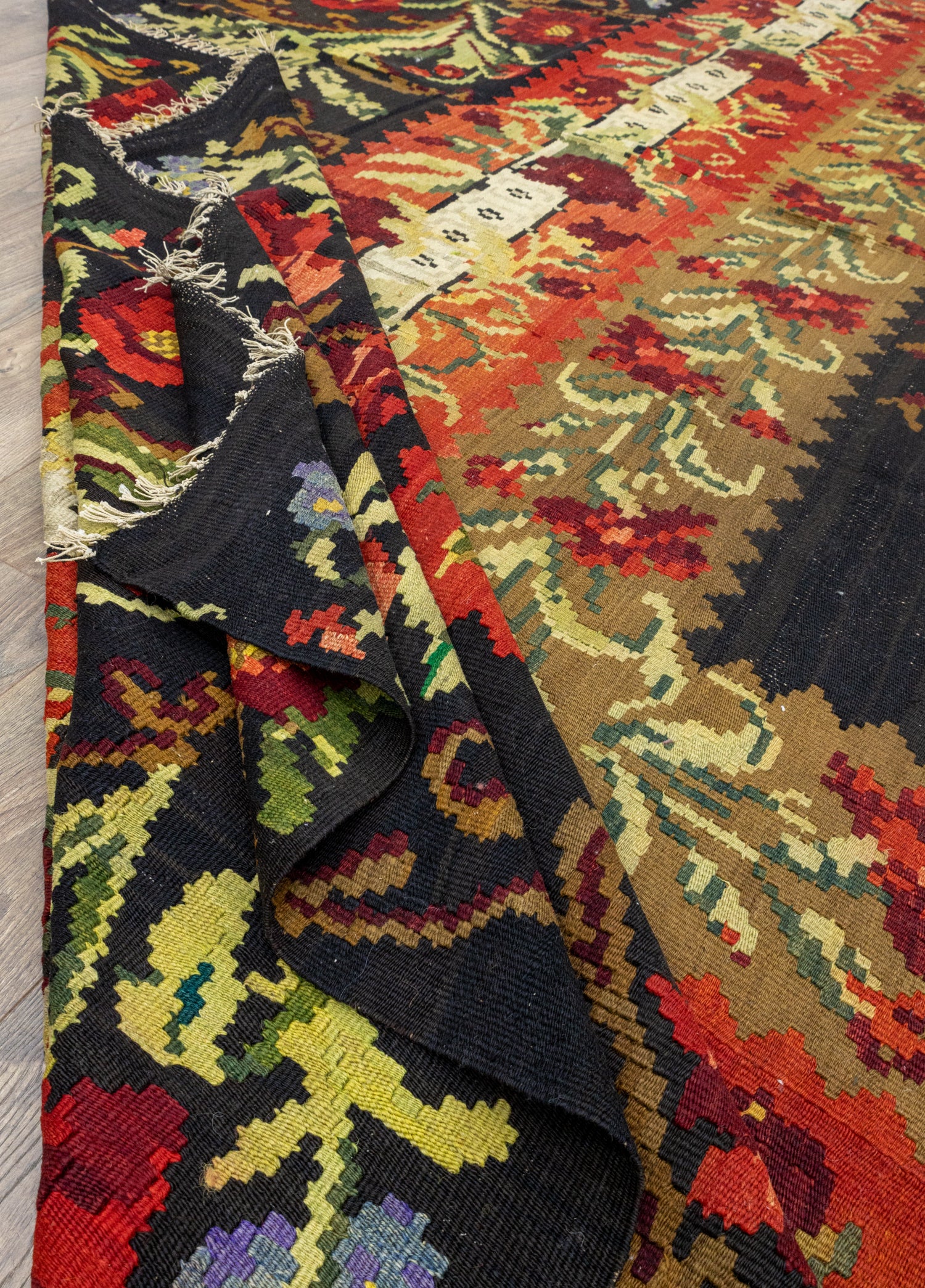 Zemfira Floral Patterned Hand-Woven Large Karabakh Kilim 470x476 cm