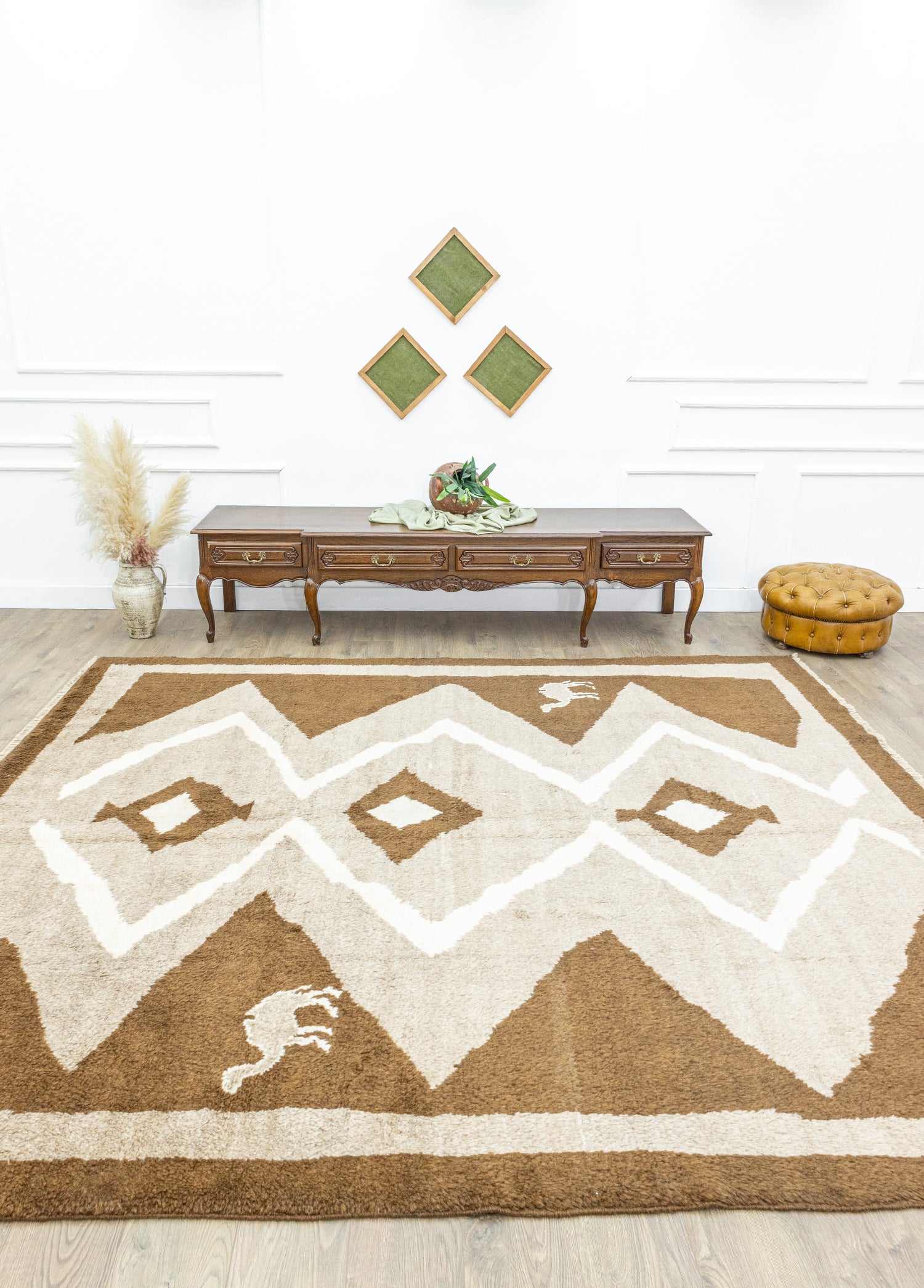 Caisa Camel Figured Hand-Woven Moroccan Carpet 269x304 cm