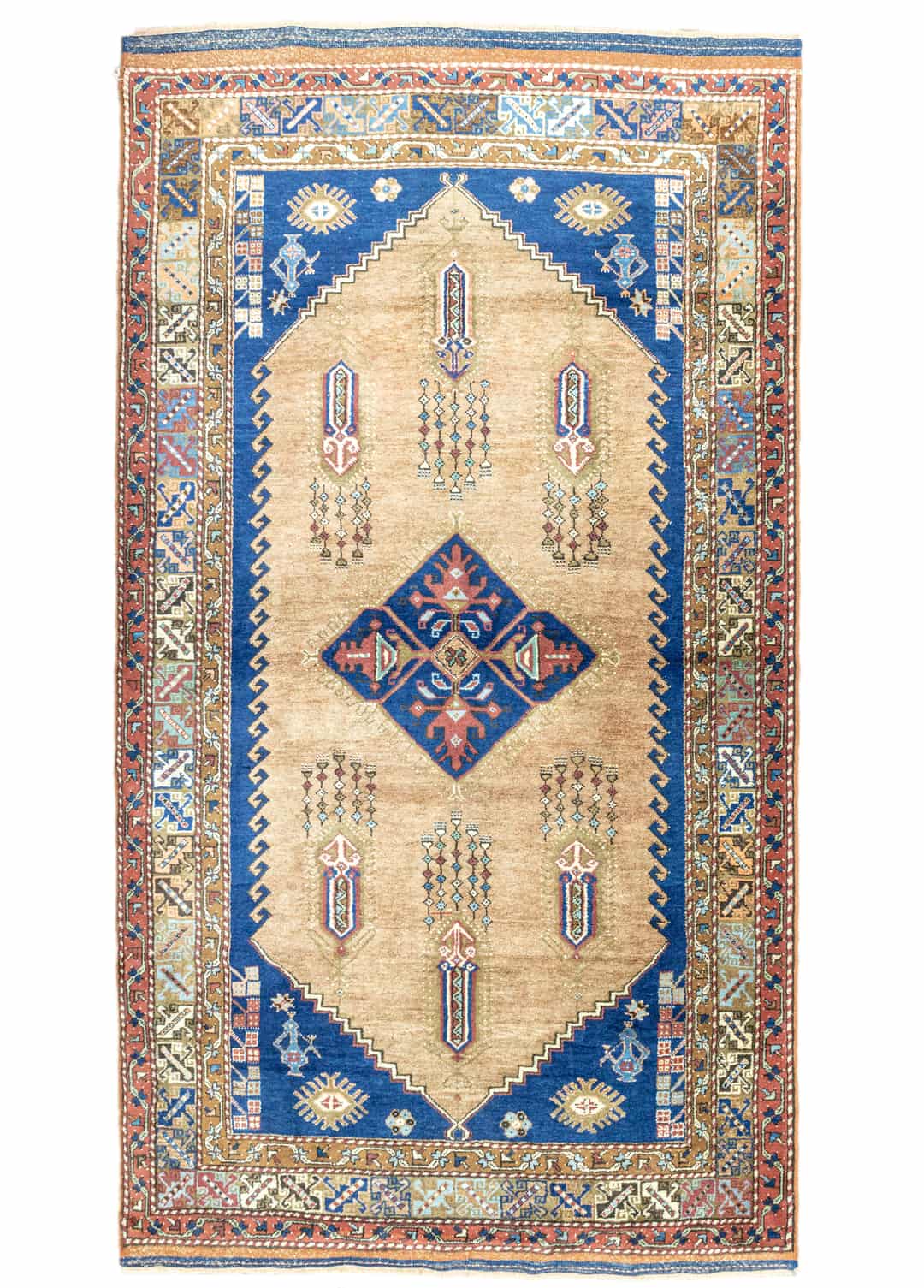 121×210”Zero Gravity”ViNTAGE TURKiSH RUG 6' X 9' Vintage Turkish Rug, Blue - Astrun - Revival Rugs