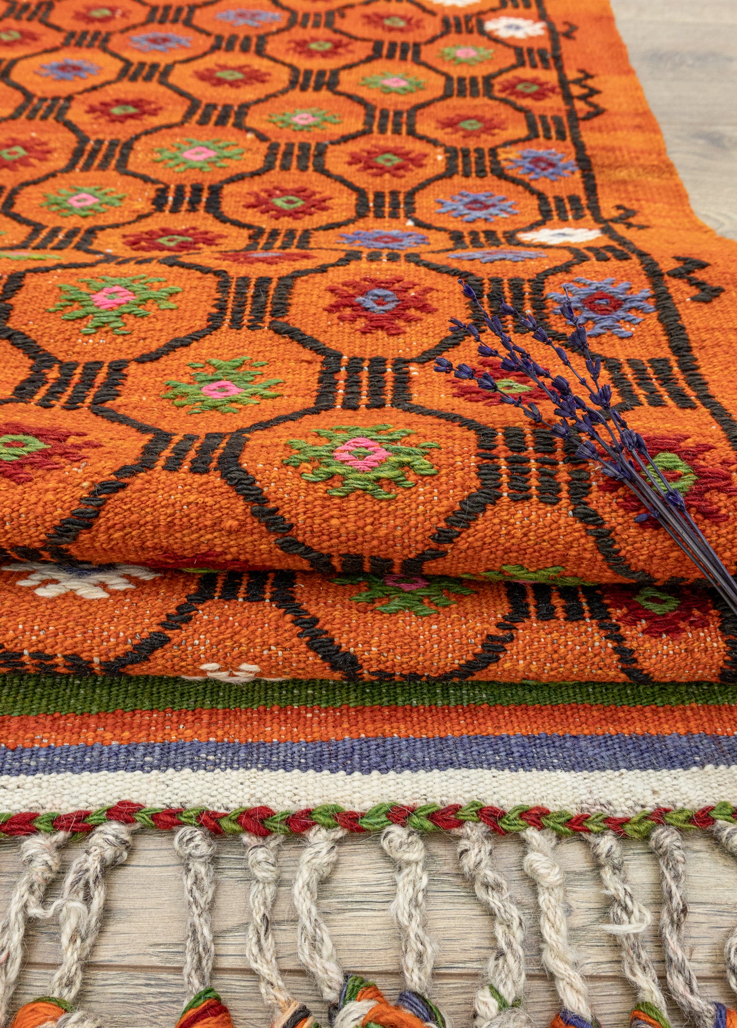 Uraz Geometric Patterned Cicim Kilim 227x325 cm