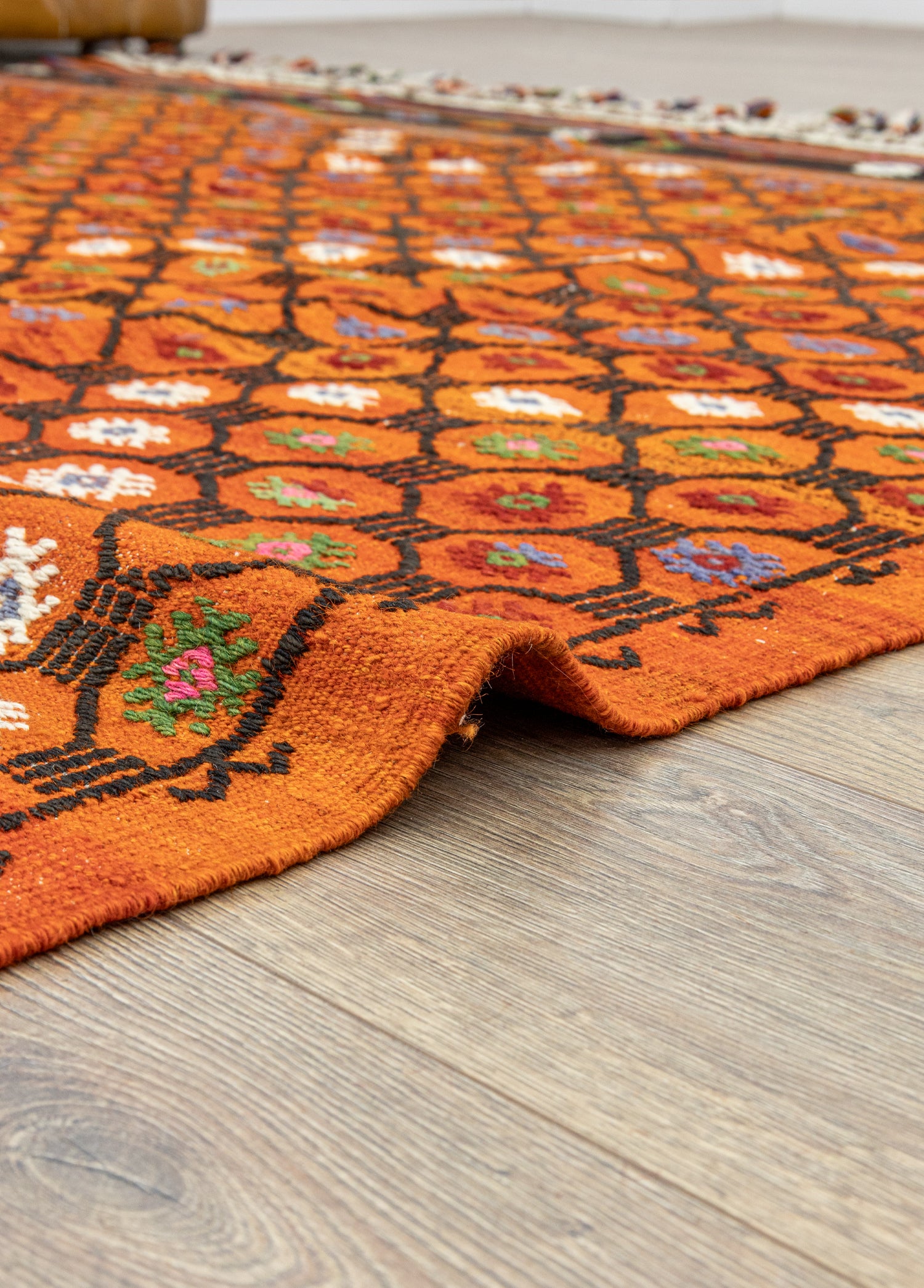 Uraz Geometric Patterned Cicim Kilim 227x325 cm