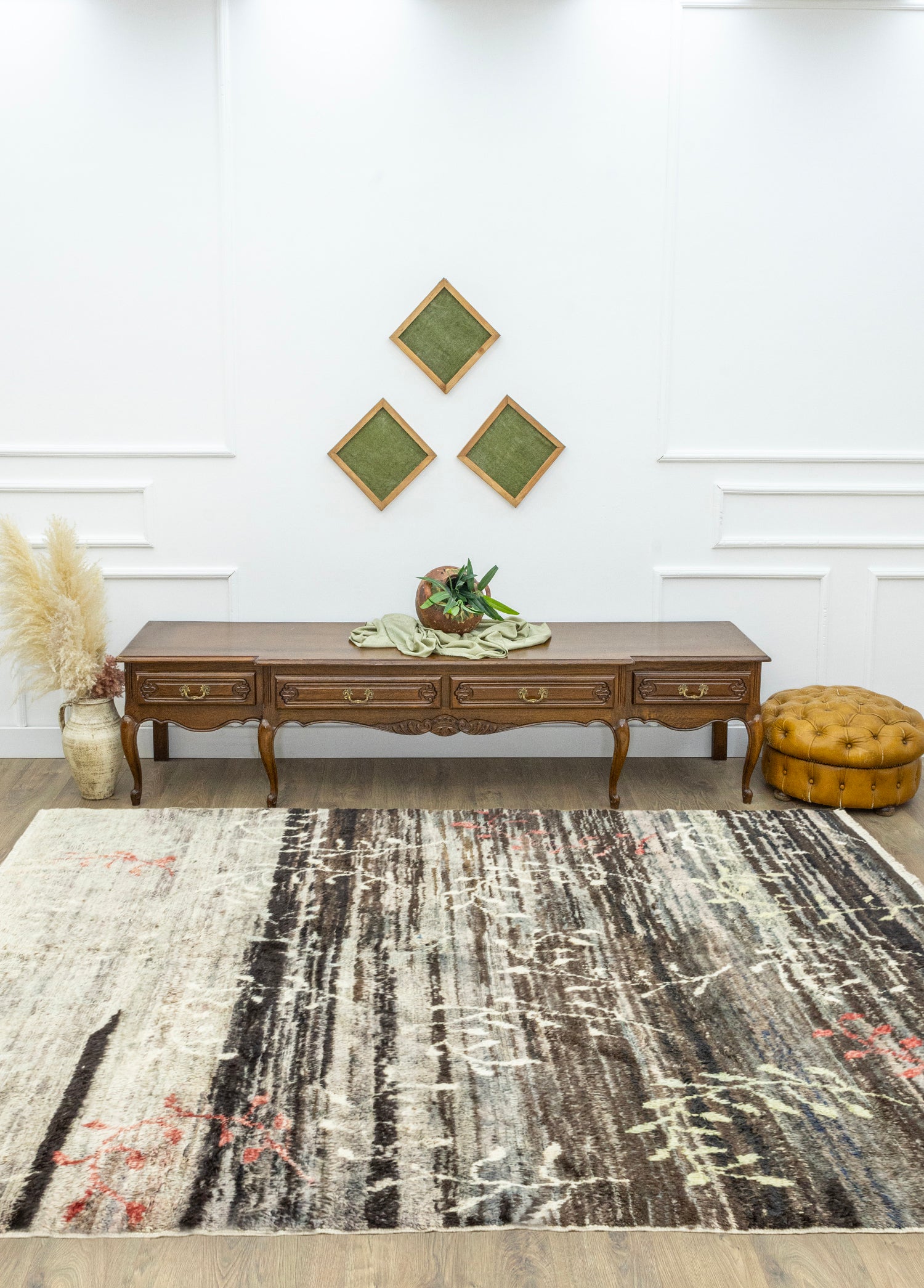 Paiva Floral Abrajlı El Dokuma Shaggy Halı 231x272 cm