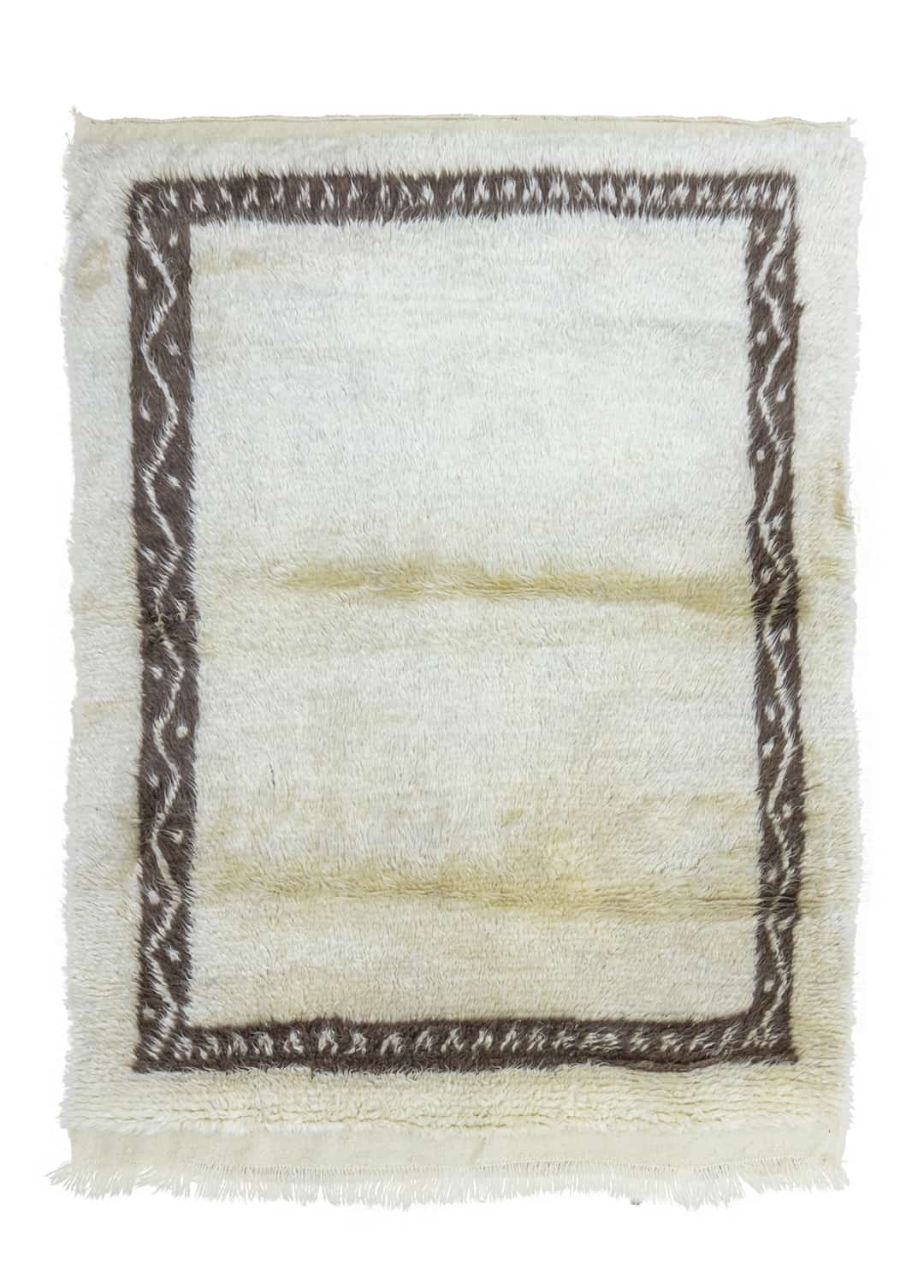 Mayar Bordürlü Natural Shaggy Halı 131x170 cm