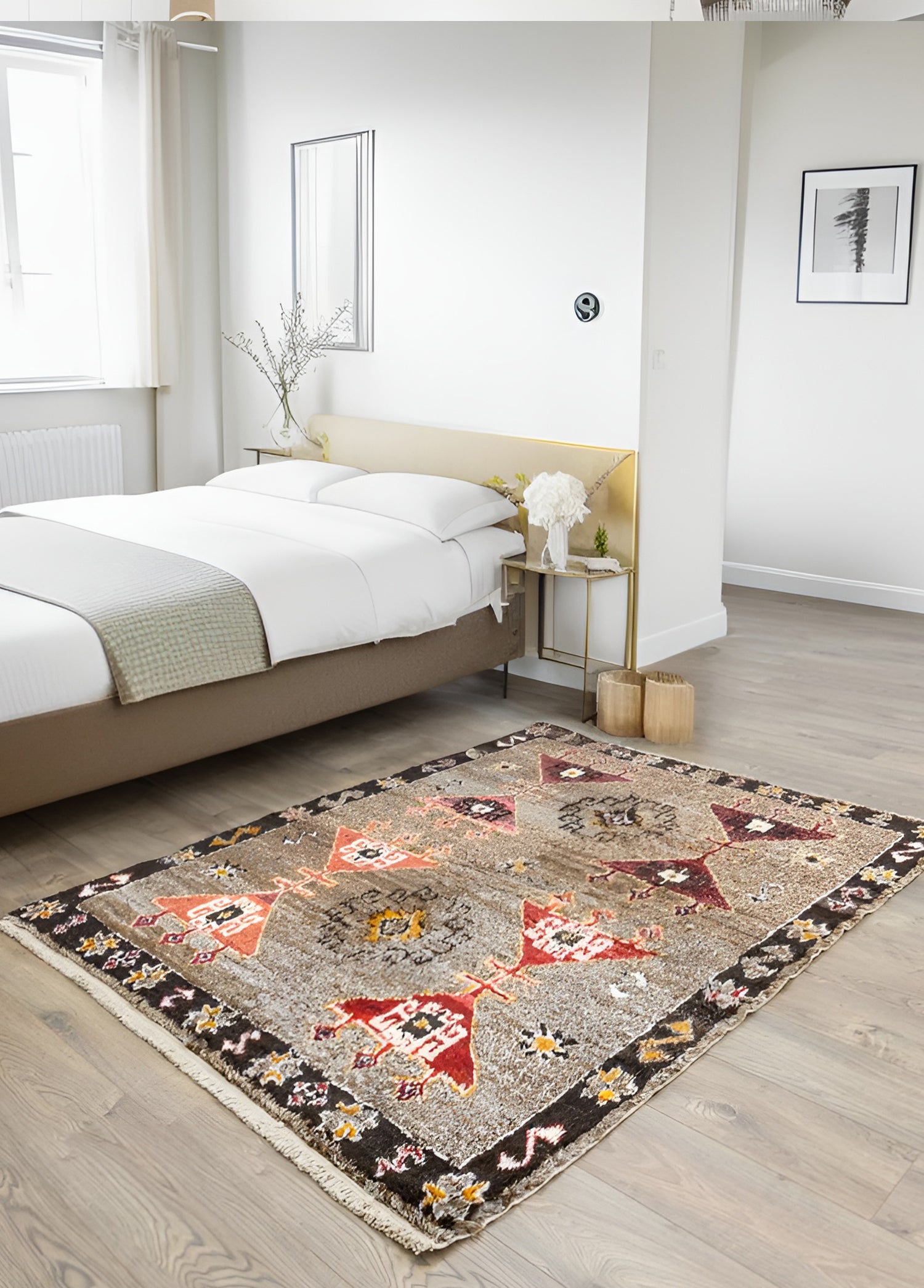 Tagged Primitive Patterned Shaggy Wool Rug 152x191 cm