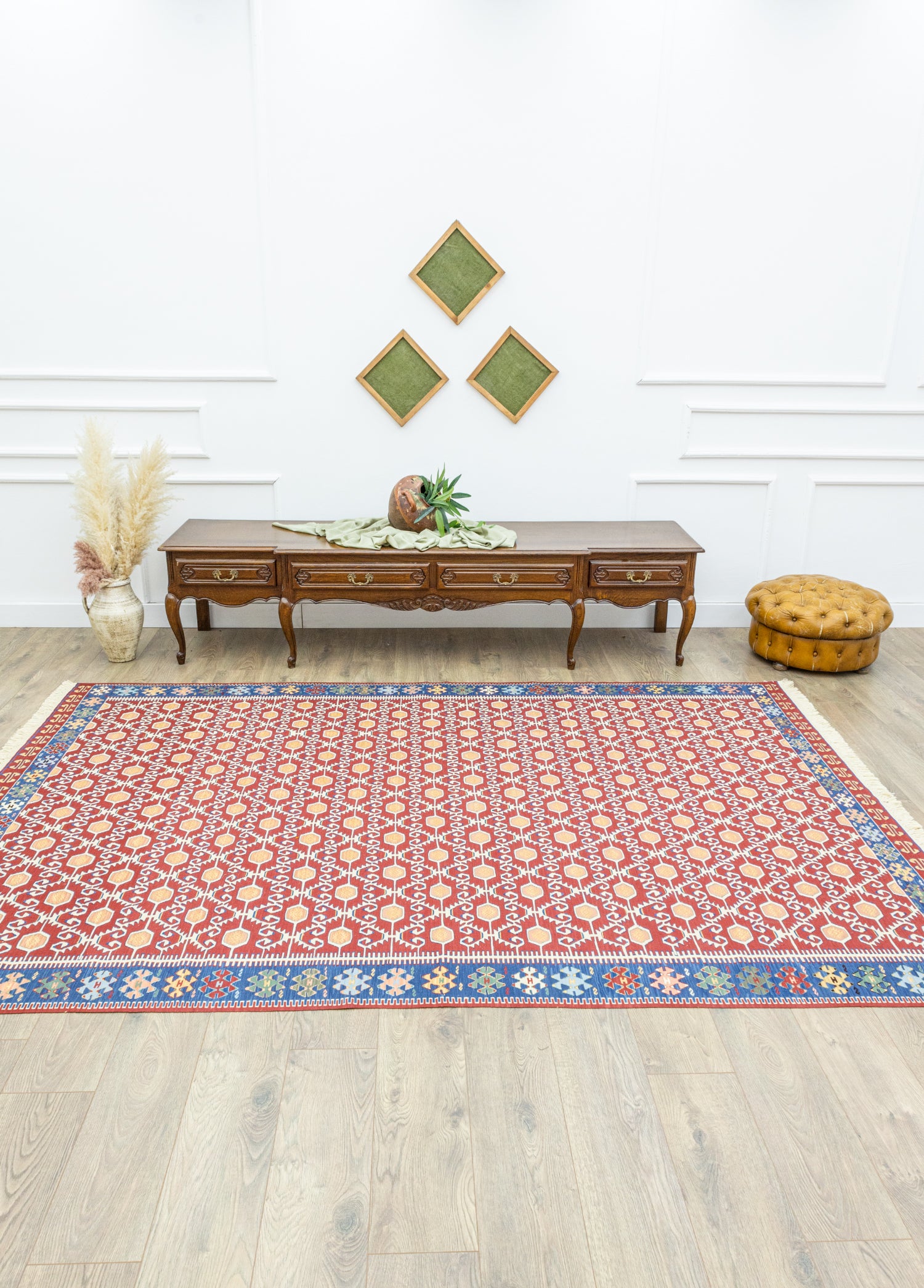 Ahil El Dokuma Kırmızı Yün Kilim 209x297 cm