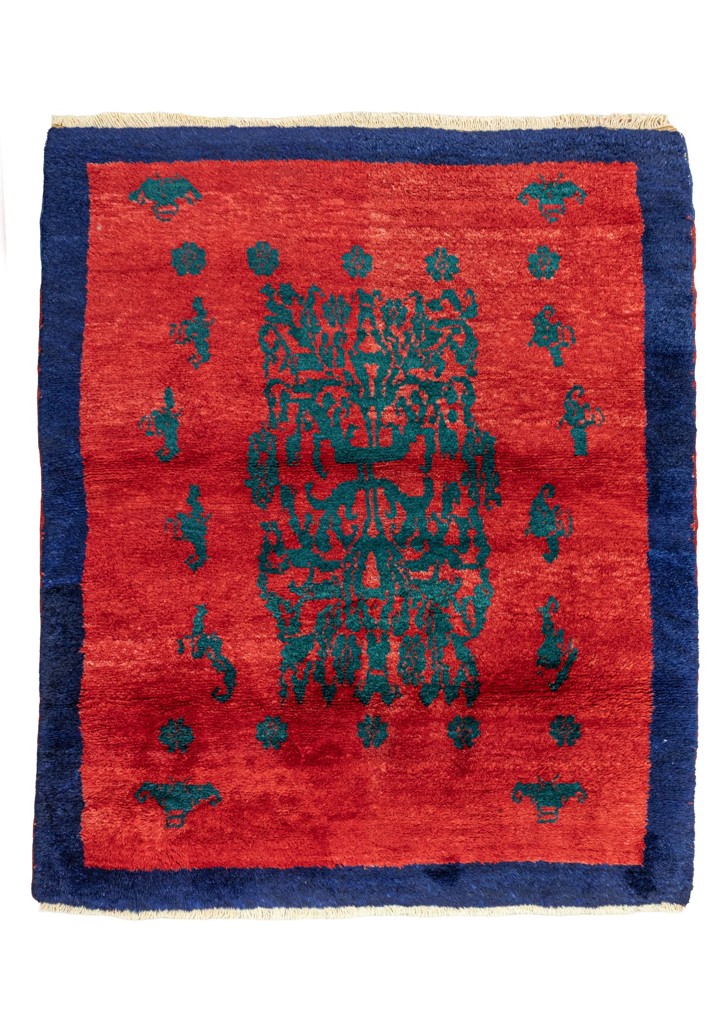 Kumralı Kırmızı El Dokuma Tülü Halı 133x147 cm