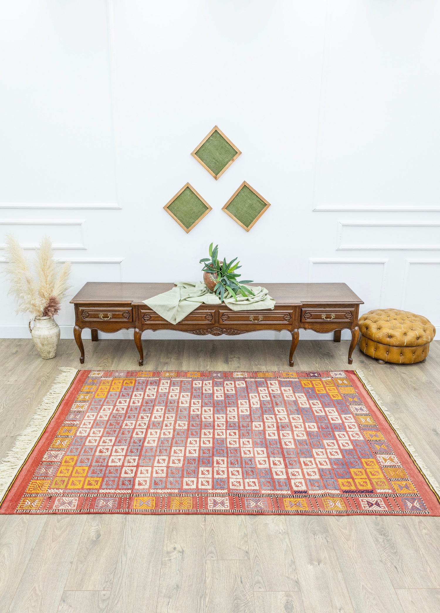 Edra Geometrik Desenli Yün Cicim Kilim 152x222 cm