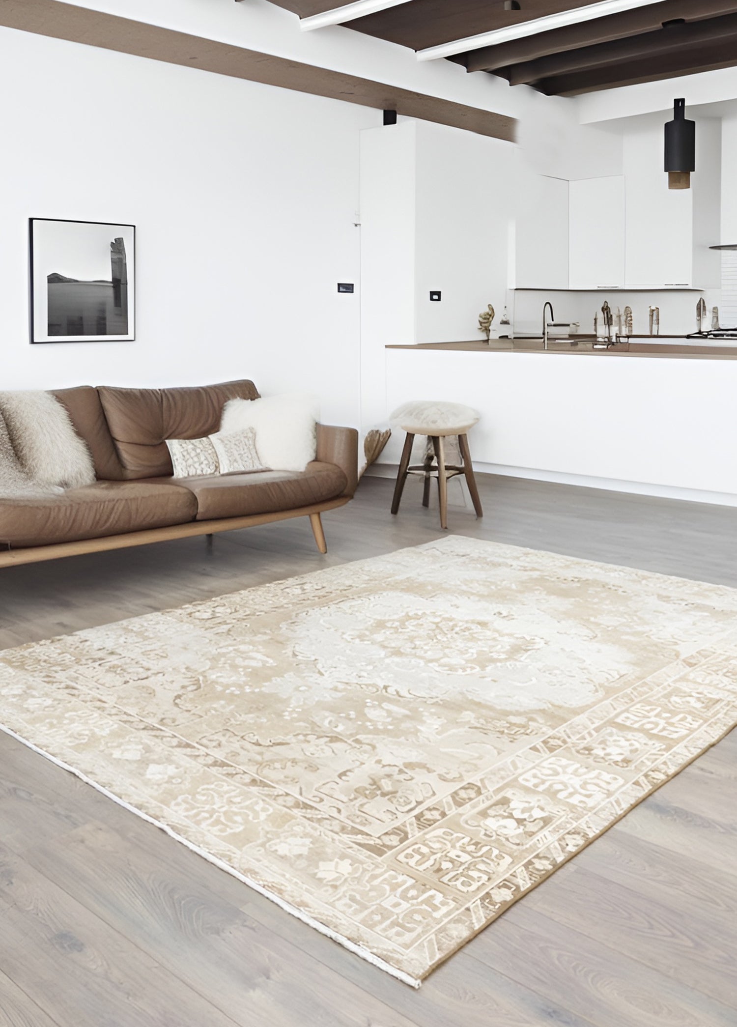 Kunter Abrajlı El Dokuması Yün Kars Halısı 216x290 cm