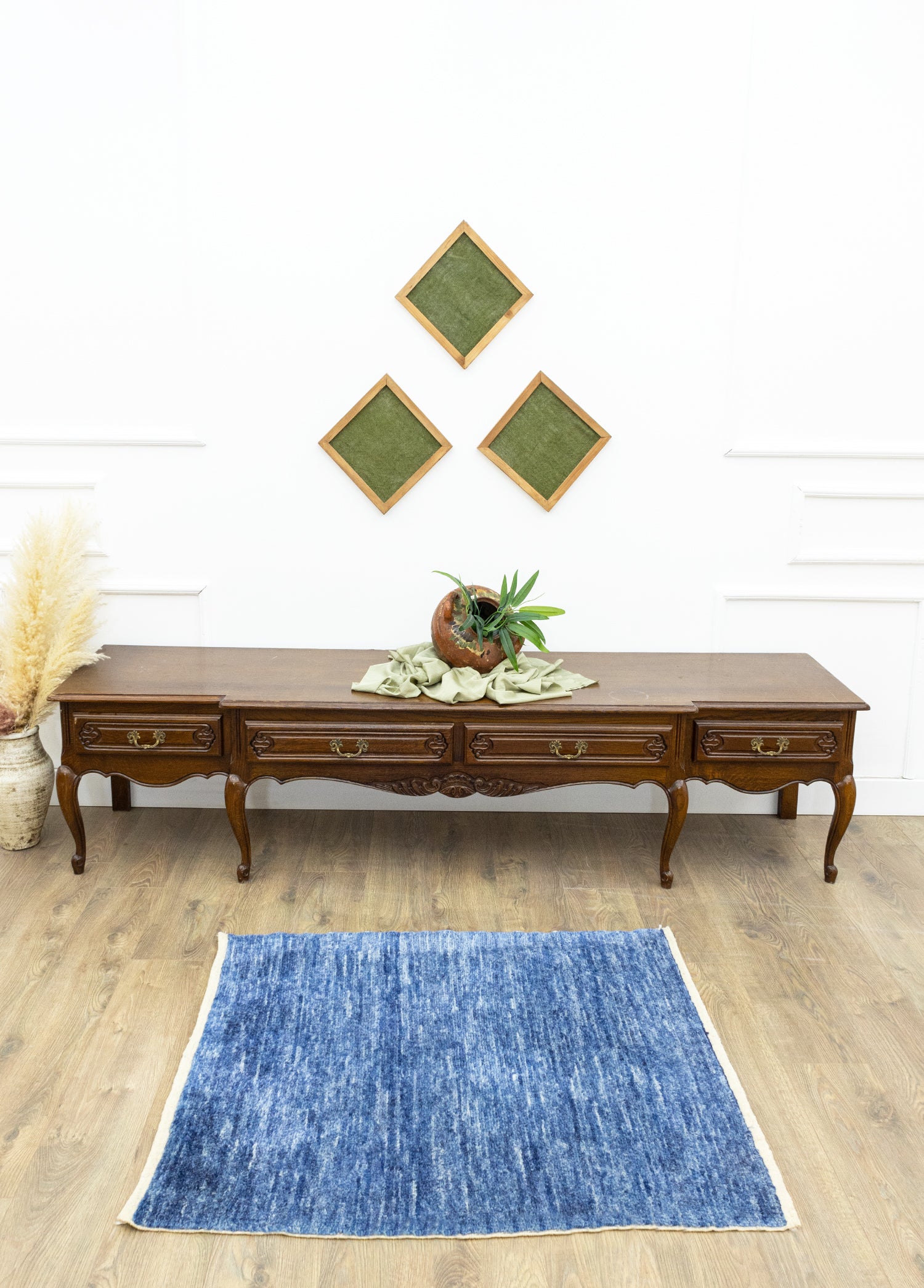 Kaunos Hand-Woven Blue Hemp Rug 104x114 cm