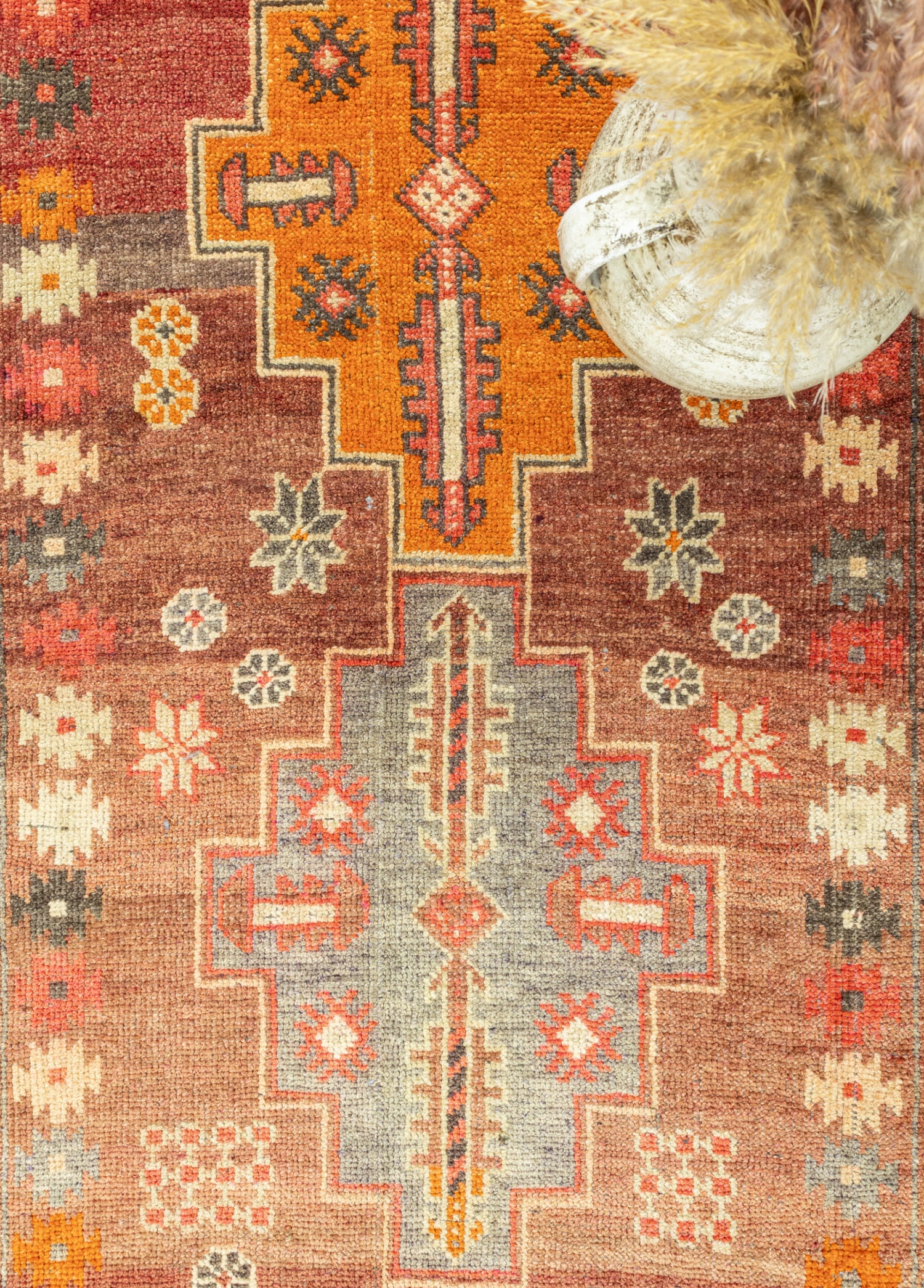 Sera Rustik Desenli Yün Yolluk 96x347 cm