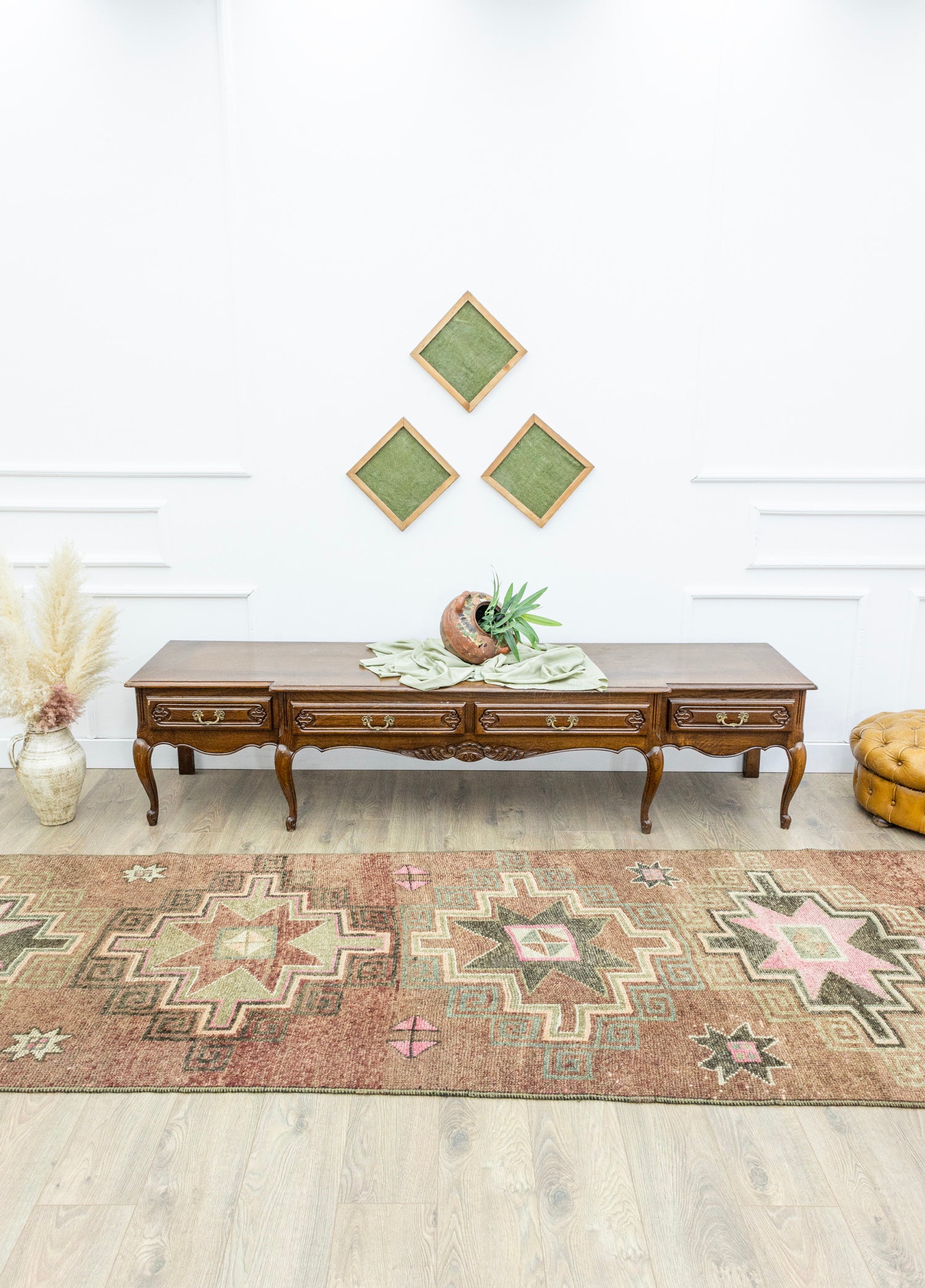 Royal Hand Woven Brown Herki Runner 116x389 cm