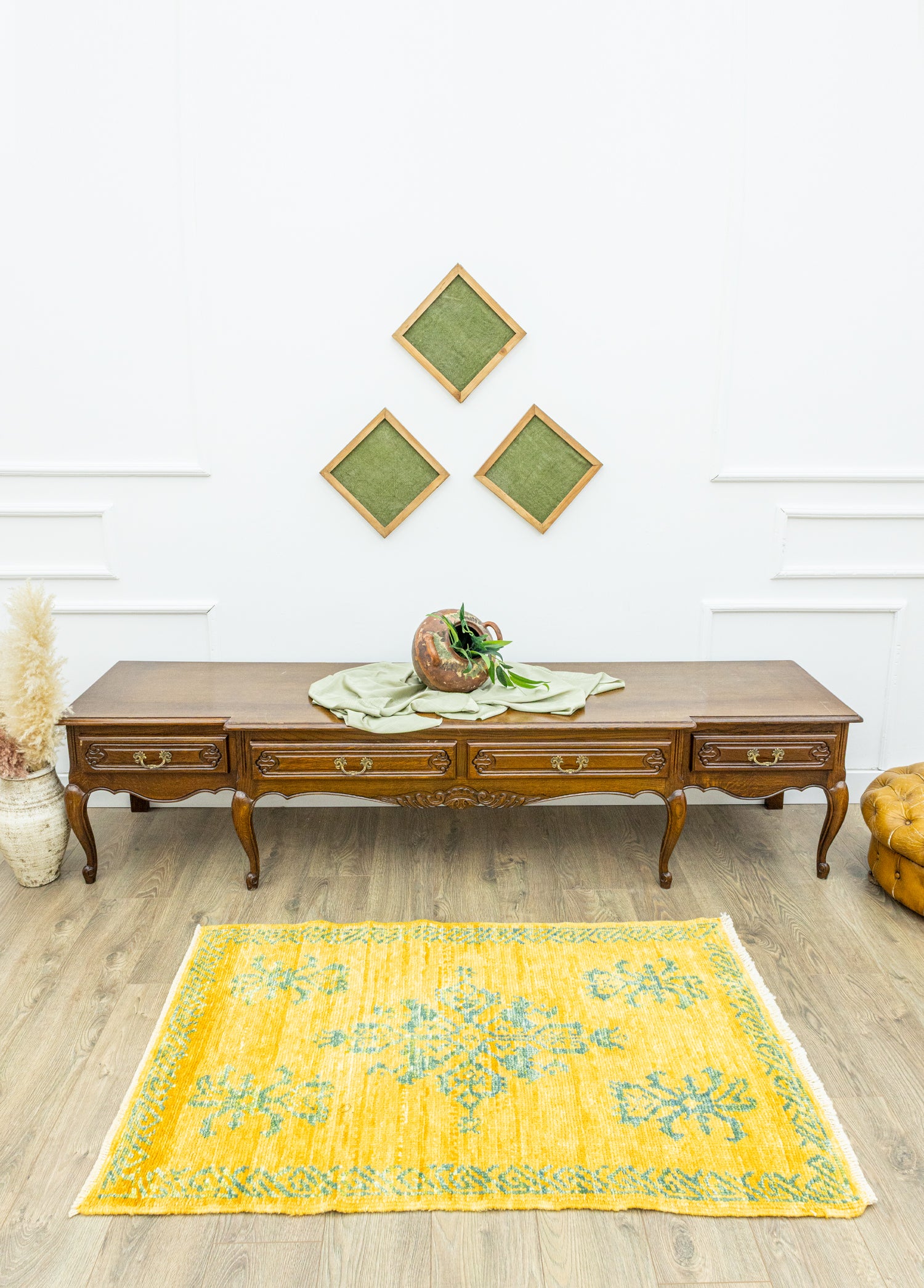 Gilan El Dokuma Sarı Uşak Halı 89x143 cm