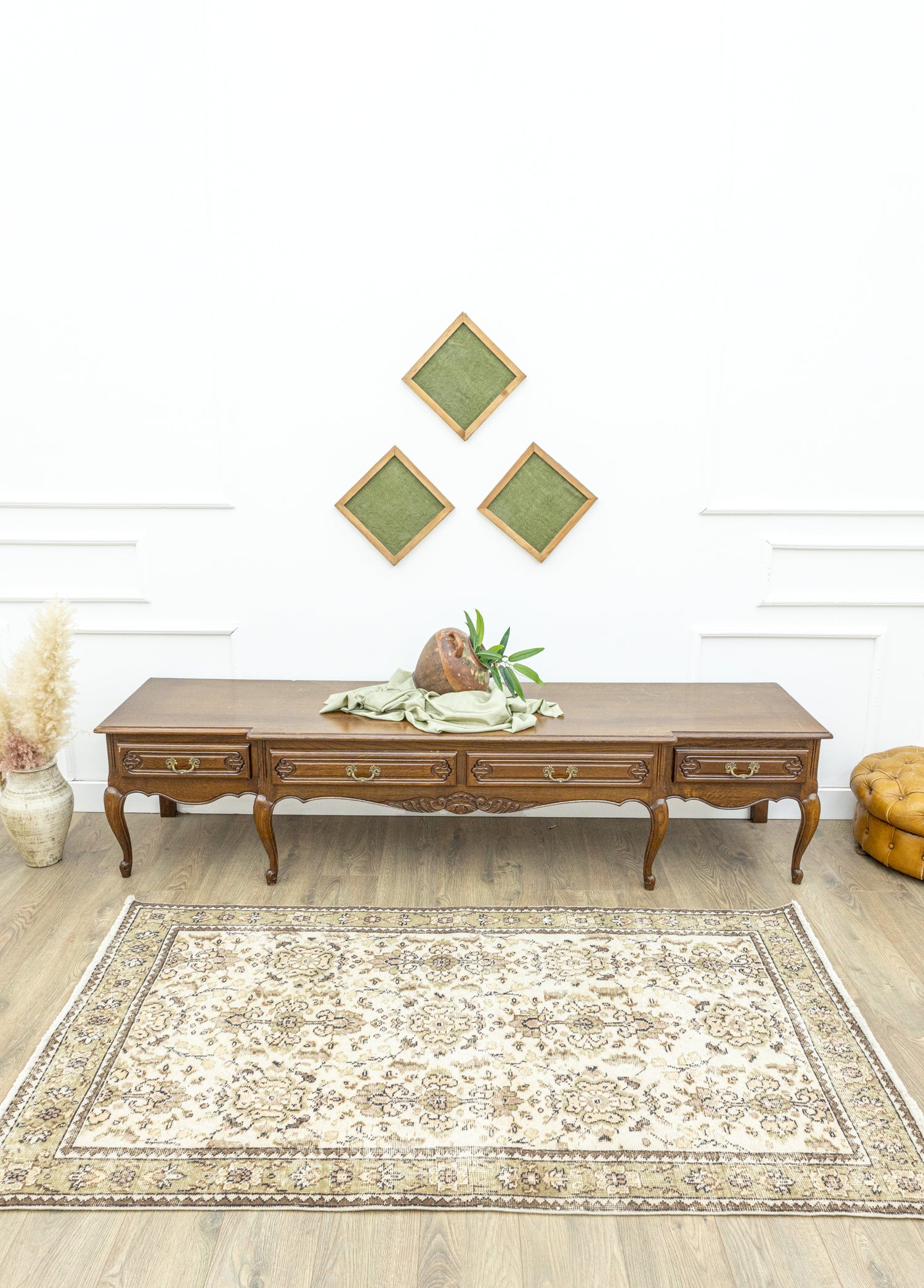 Fida Natural El Dokuma Vintage Halı 113x202 cm