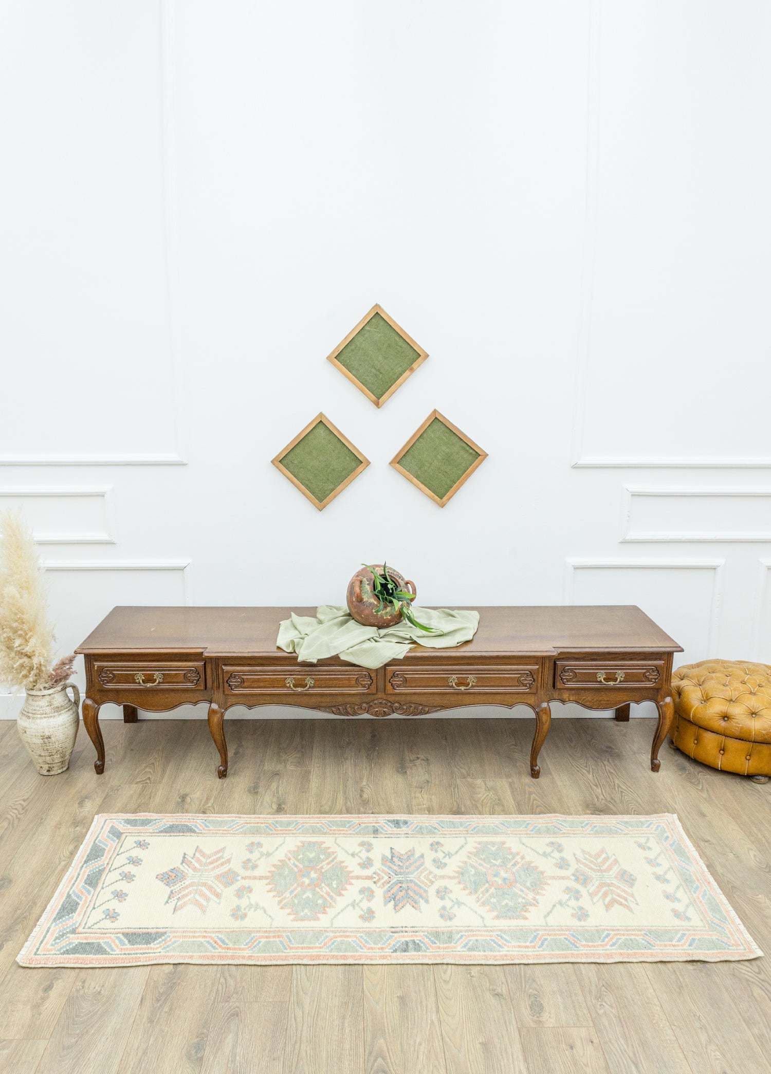 Wool Runner with Rose Floral Motif 73x201 cm