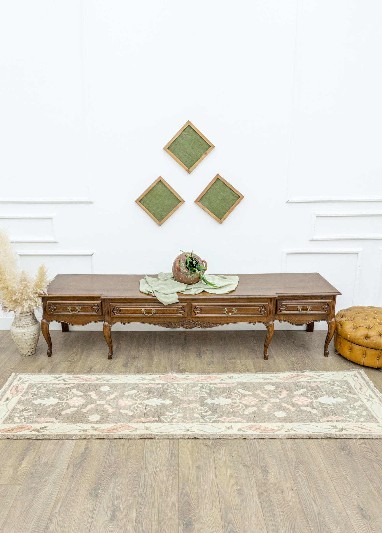 Siyurgal Floral Patterned Oushak Runner 70x251 cm
