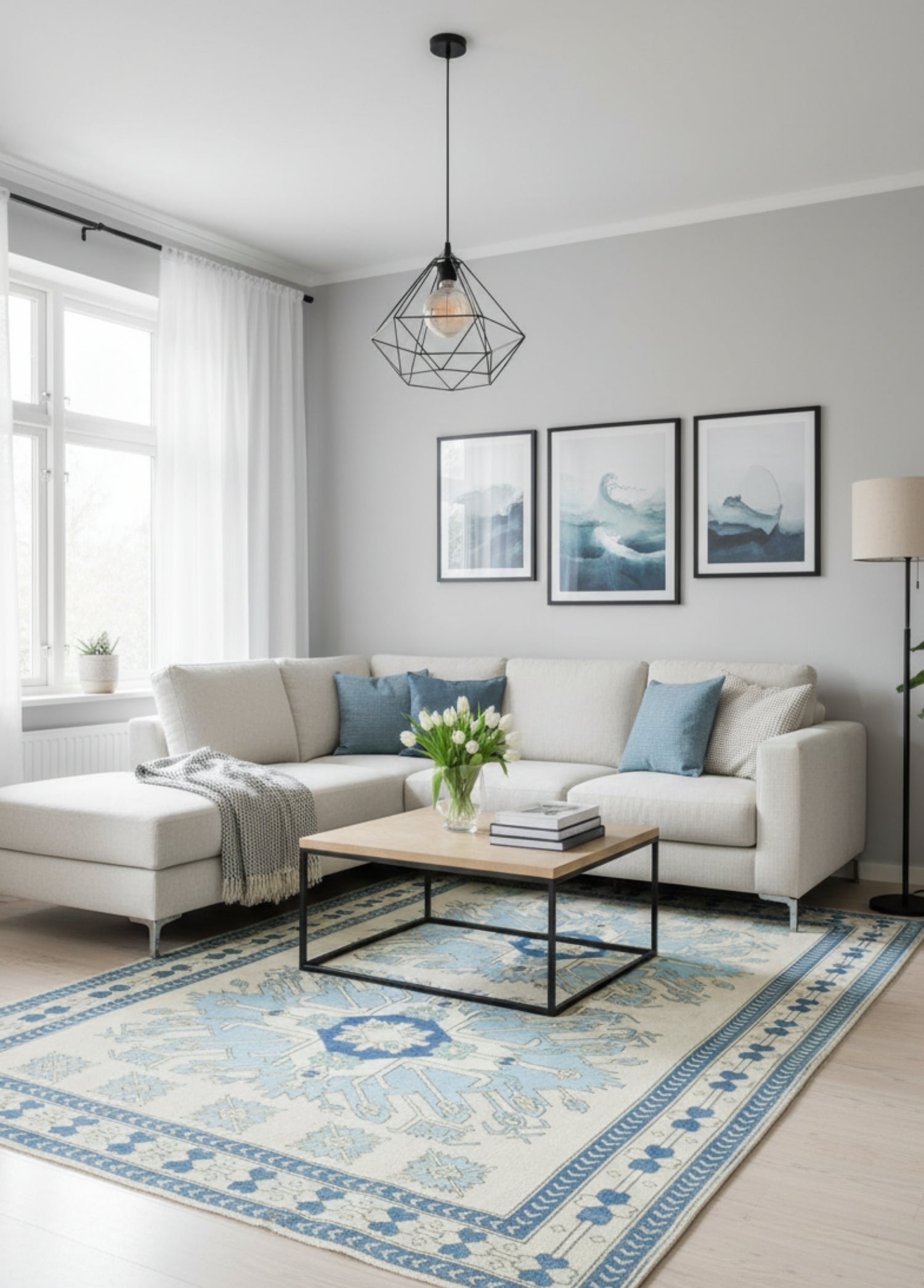 Pendiya Geometric Design Wool Carpet 232x336 cm