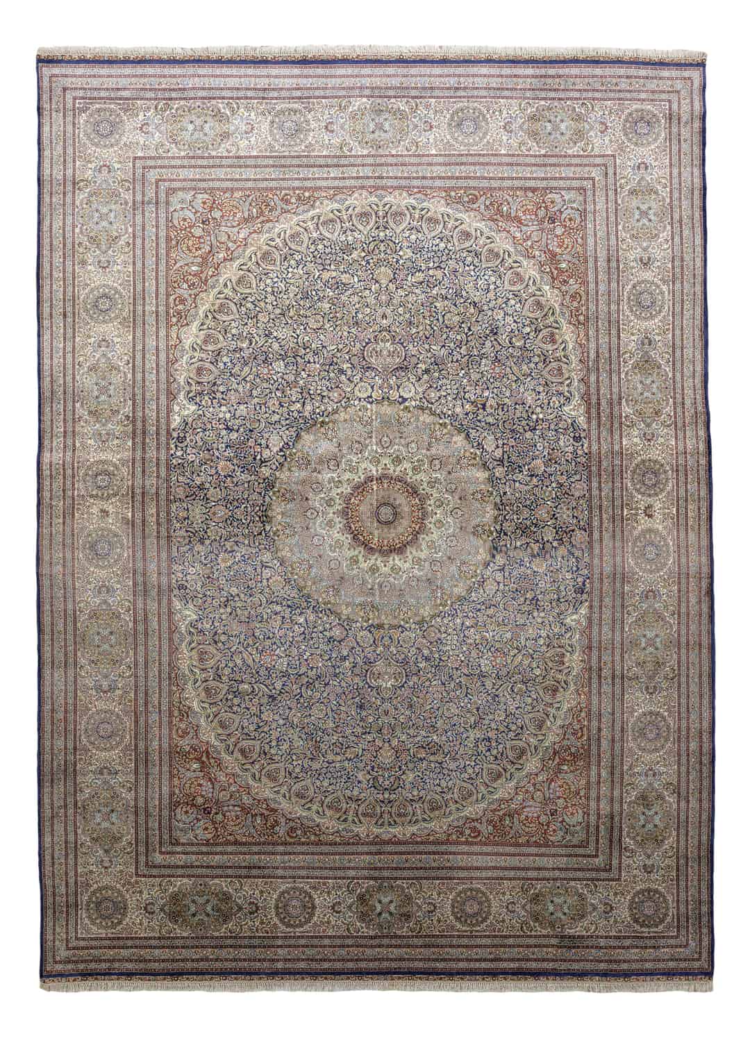 Varamin Madalyon Desenli İpek Halı 305x414 cm