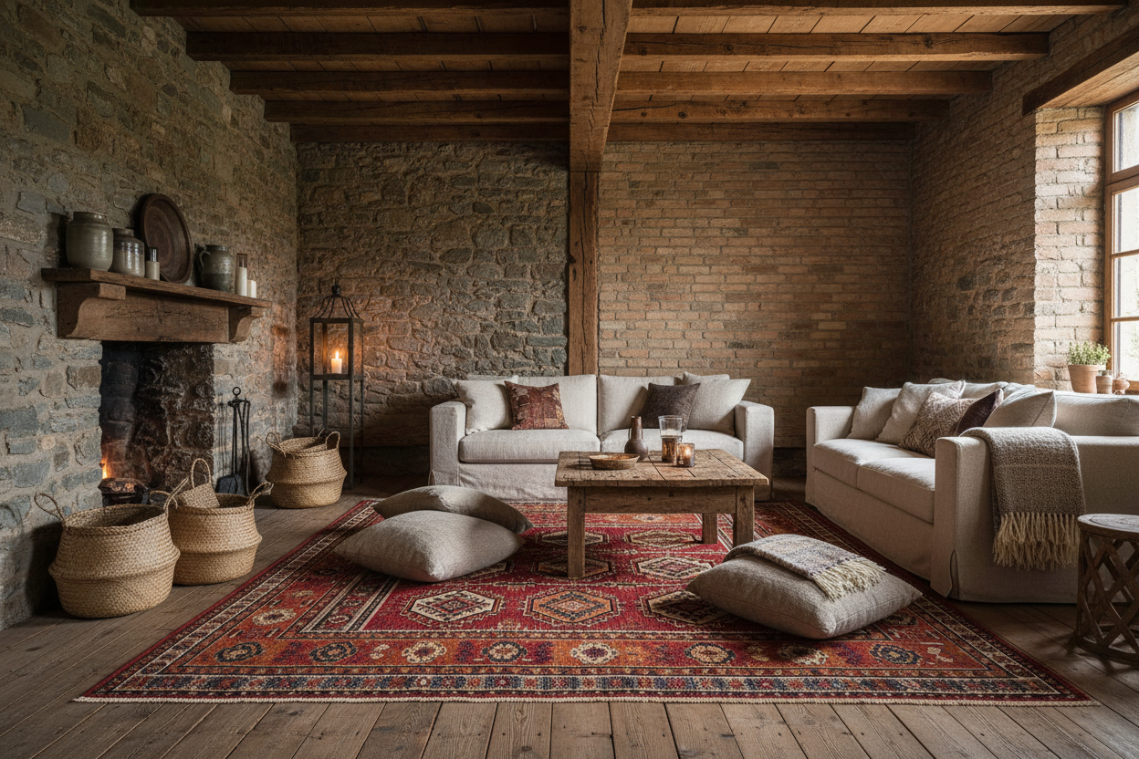 El Dokuma Halılar İle Rustik Ev Dekorosyonları