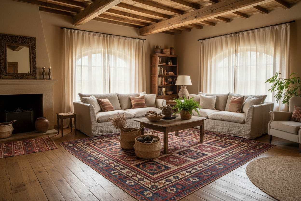 Rustic home décor with handwoven rugs