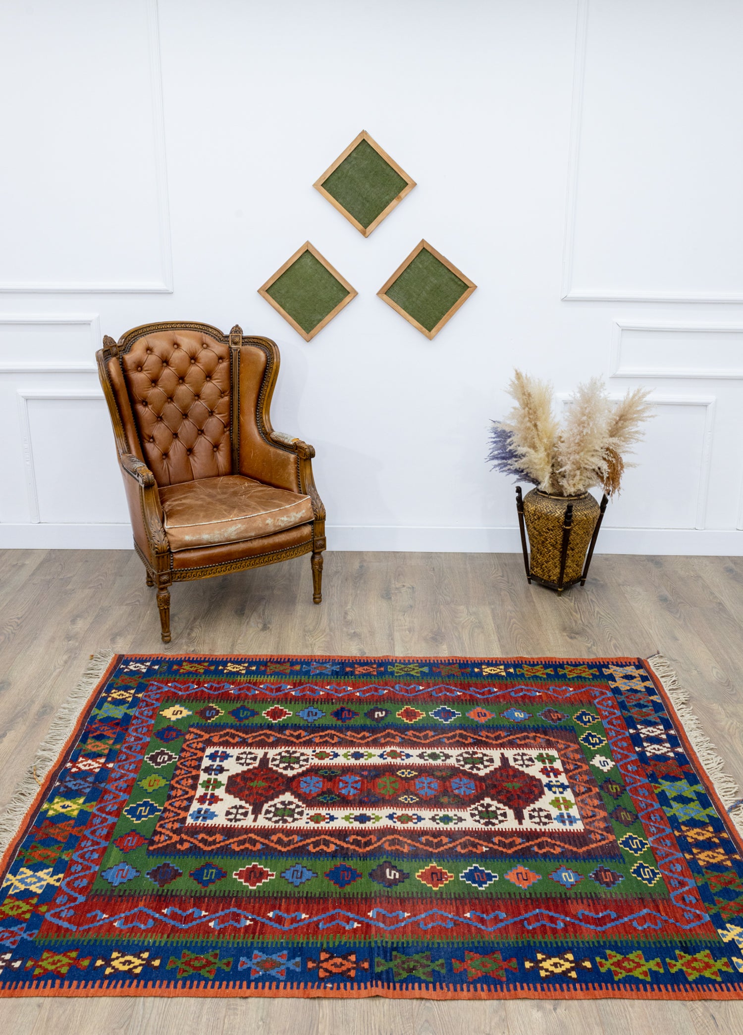 Abçar El Dokuma İnce Vintage Köy Kilim 141x184 cm