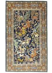 Tan Av Sahnesi Motifli İran Halısı 131x225 cm