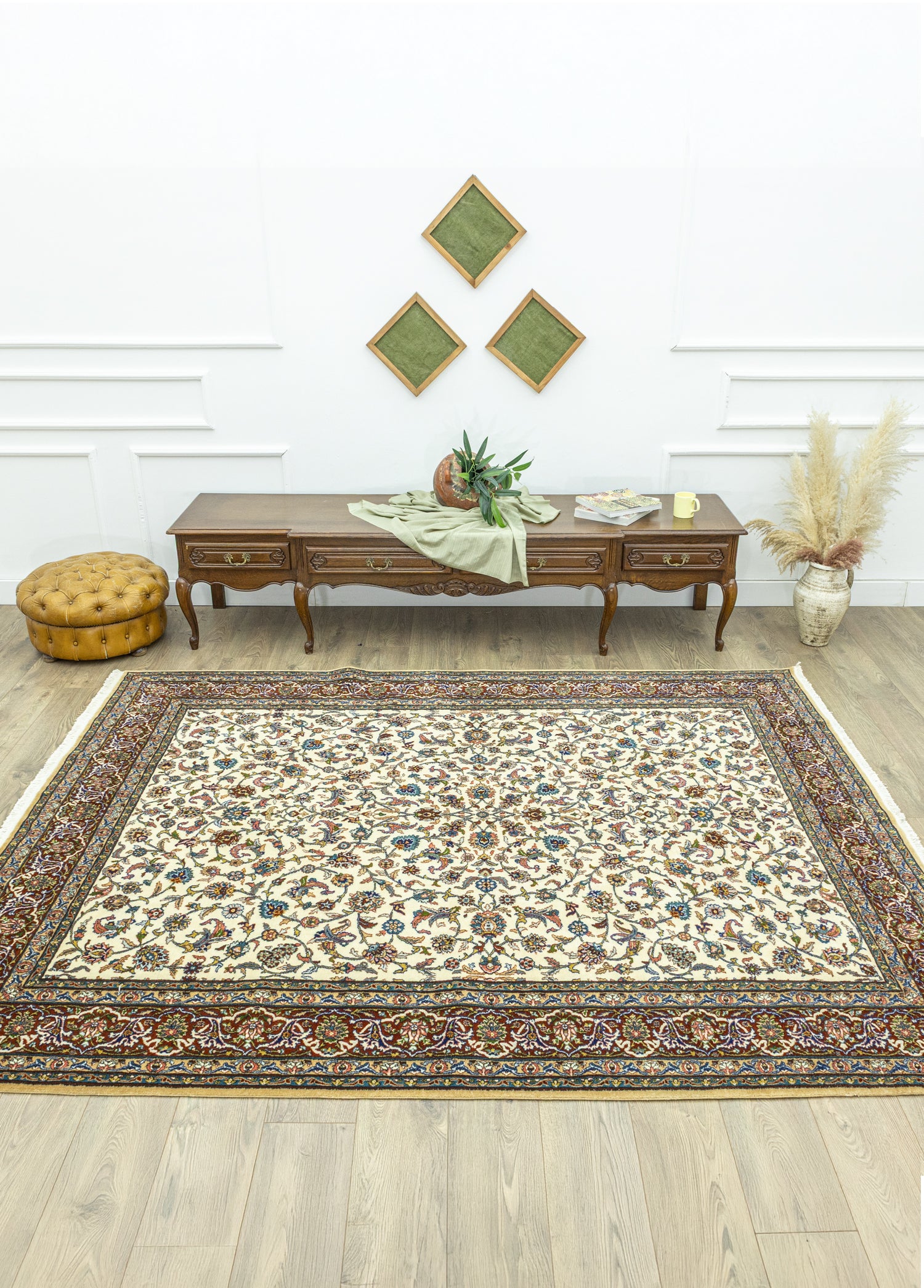 Zemes Çiçek Motifli El Dokuma Hereke Halı 209x268 cm