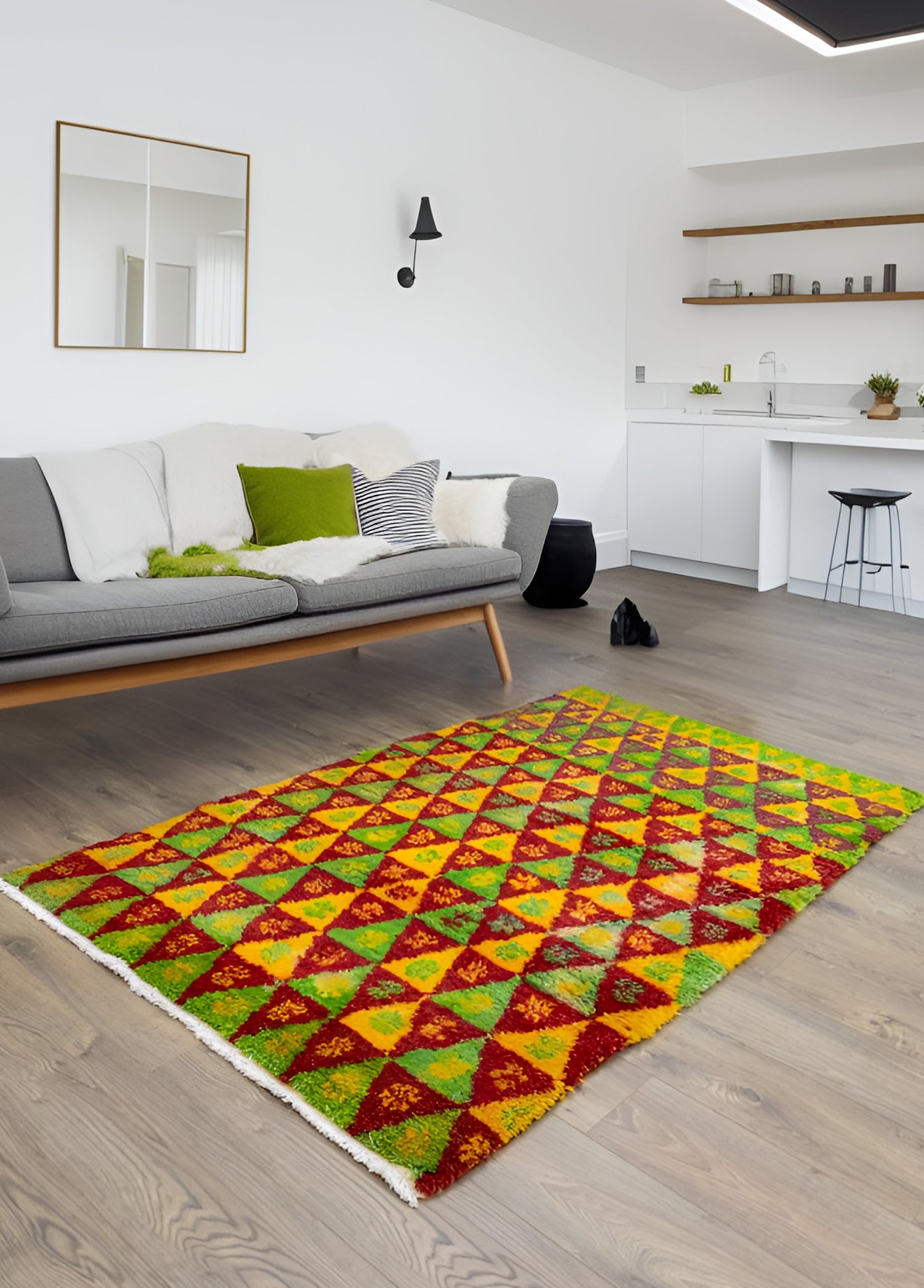Seva Geometrik Desenli Dekoratif Tülü Halı 122x211 cm