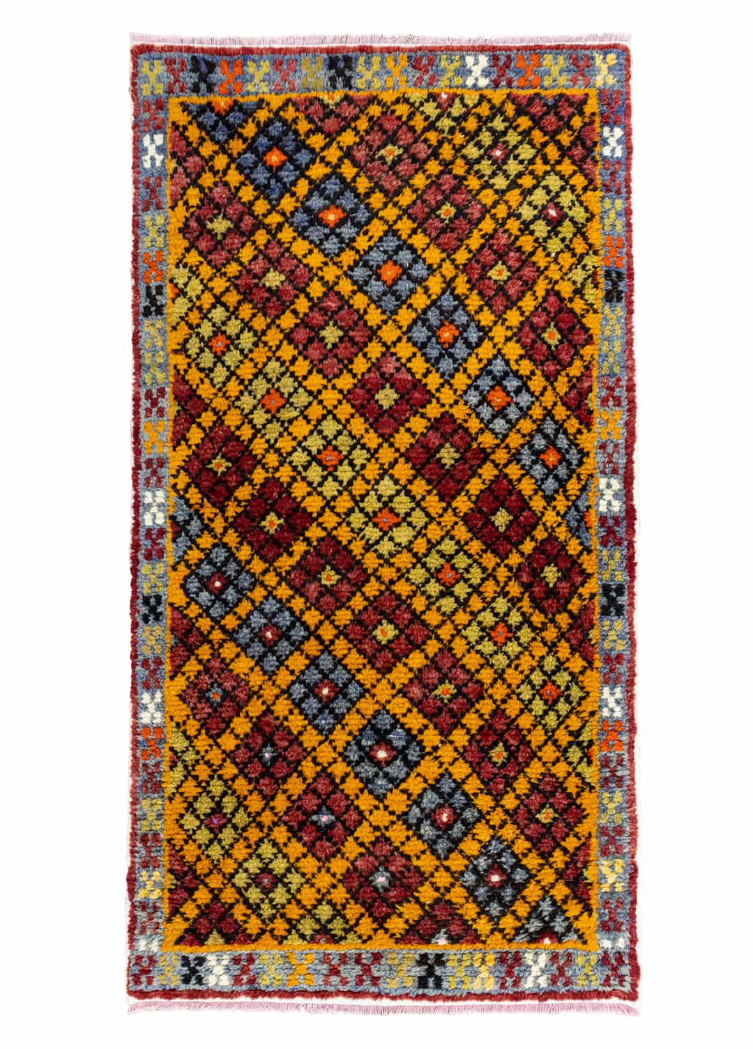 Lasse Renkli Geometrik Desenli Yün Halı 100x189 cm