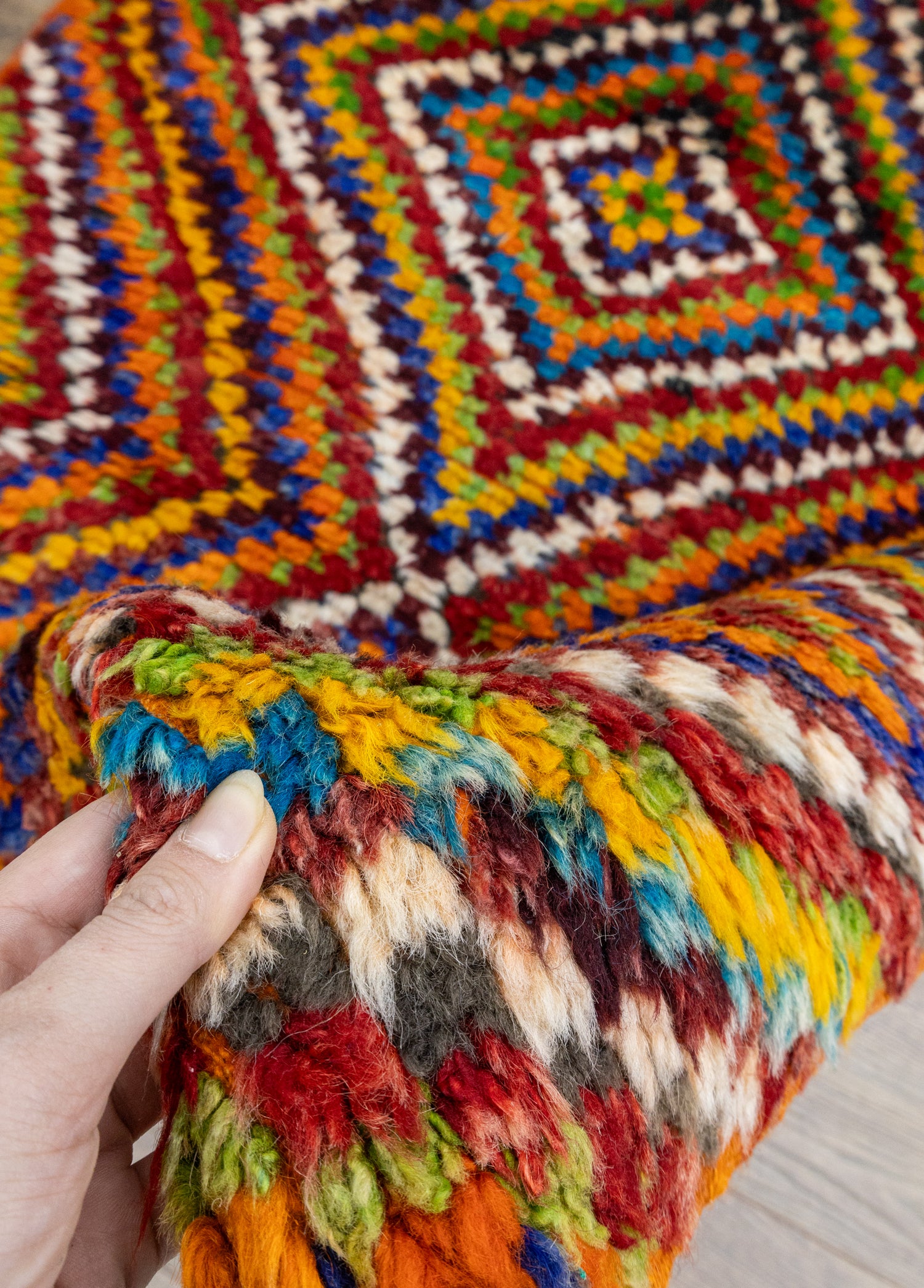 Vanya Renkli Damalı El Dokuma Tülü Halı 103x143 cm