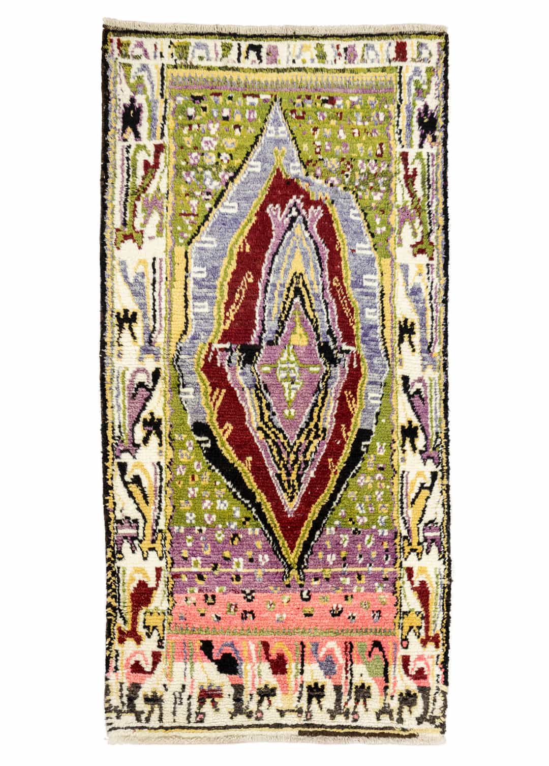 Bige İlkel Desenli El Dokuma Yün Halı 116x234 cm