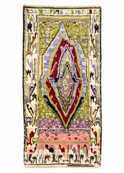 Bige İlkel Desenli El Dokuma Yün Halı 116x234 cm