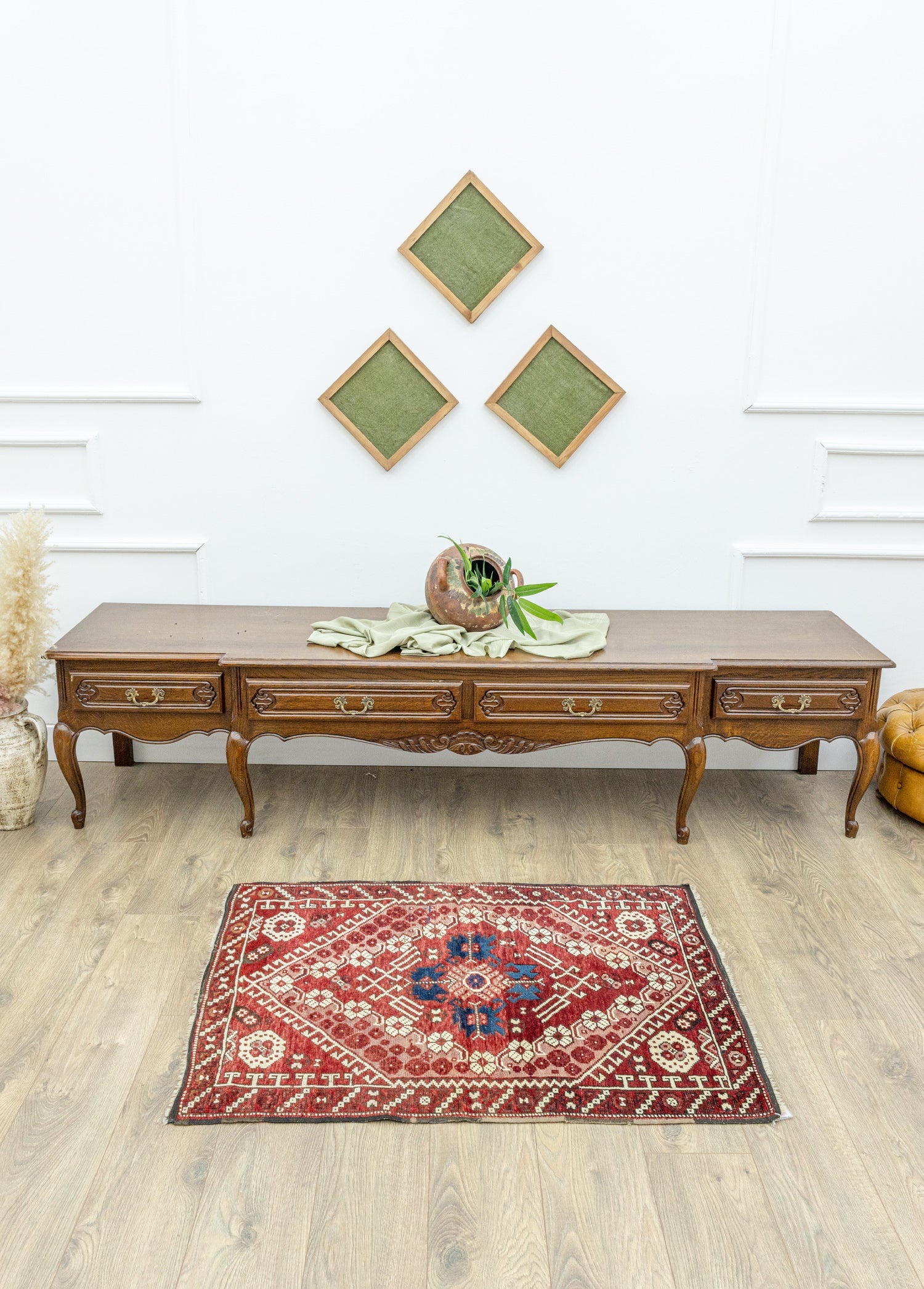 Bergama El Dokuma Kırmızı Yün Halı 88x116 cm