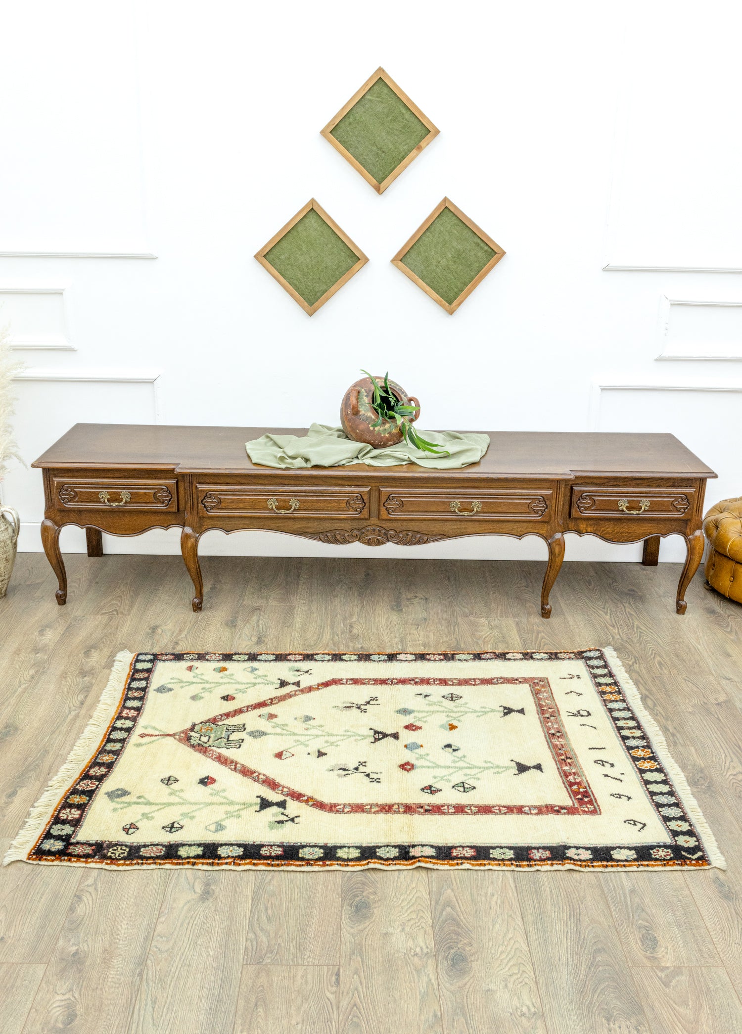 Bayça Floral Desenli El Dokuma Halı 104x150 cm