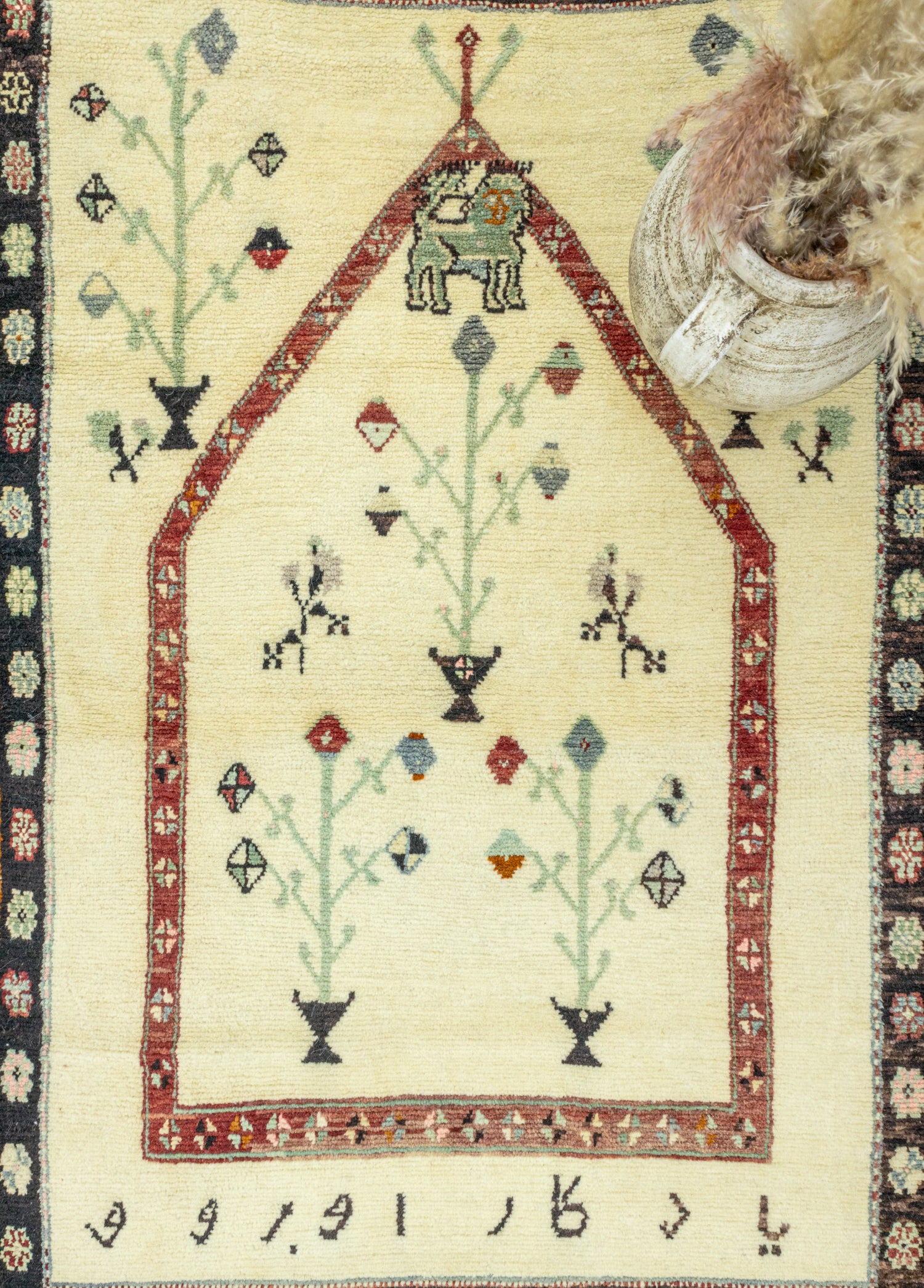 Bayça Floral Desenli El Dokuma Halı 104x150 cm