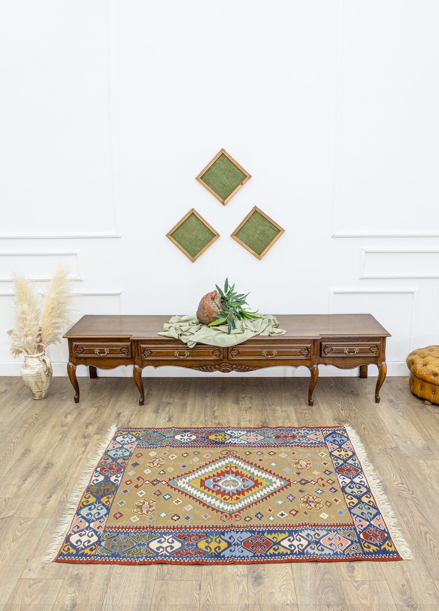 Meerim Etnik Tasarımlı Yün Kilim 120x152 cm