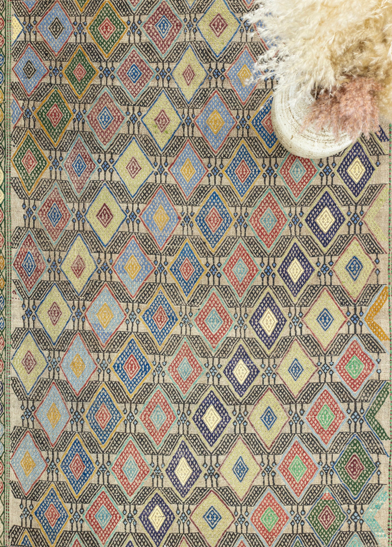 Akasya Geometrik Tasarımlı Yün Cicim Kilim 135x186 cm