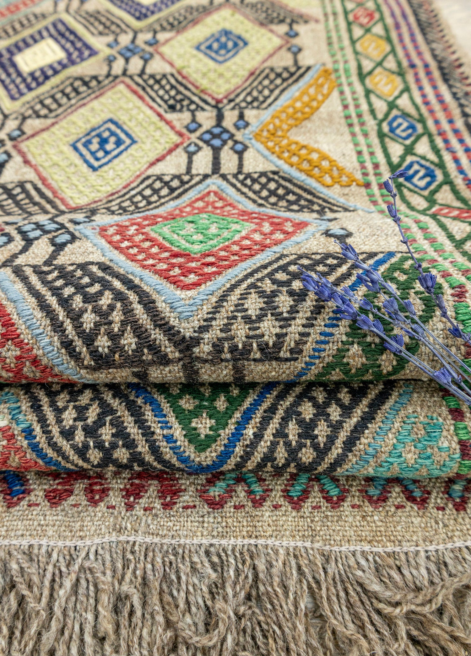 Akasya Geometrik Tasarımlı Yün Cicim Kilim 135x186 cm