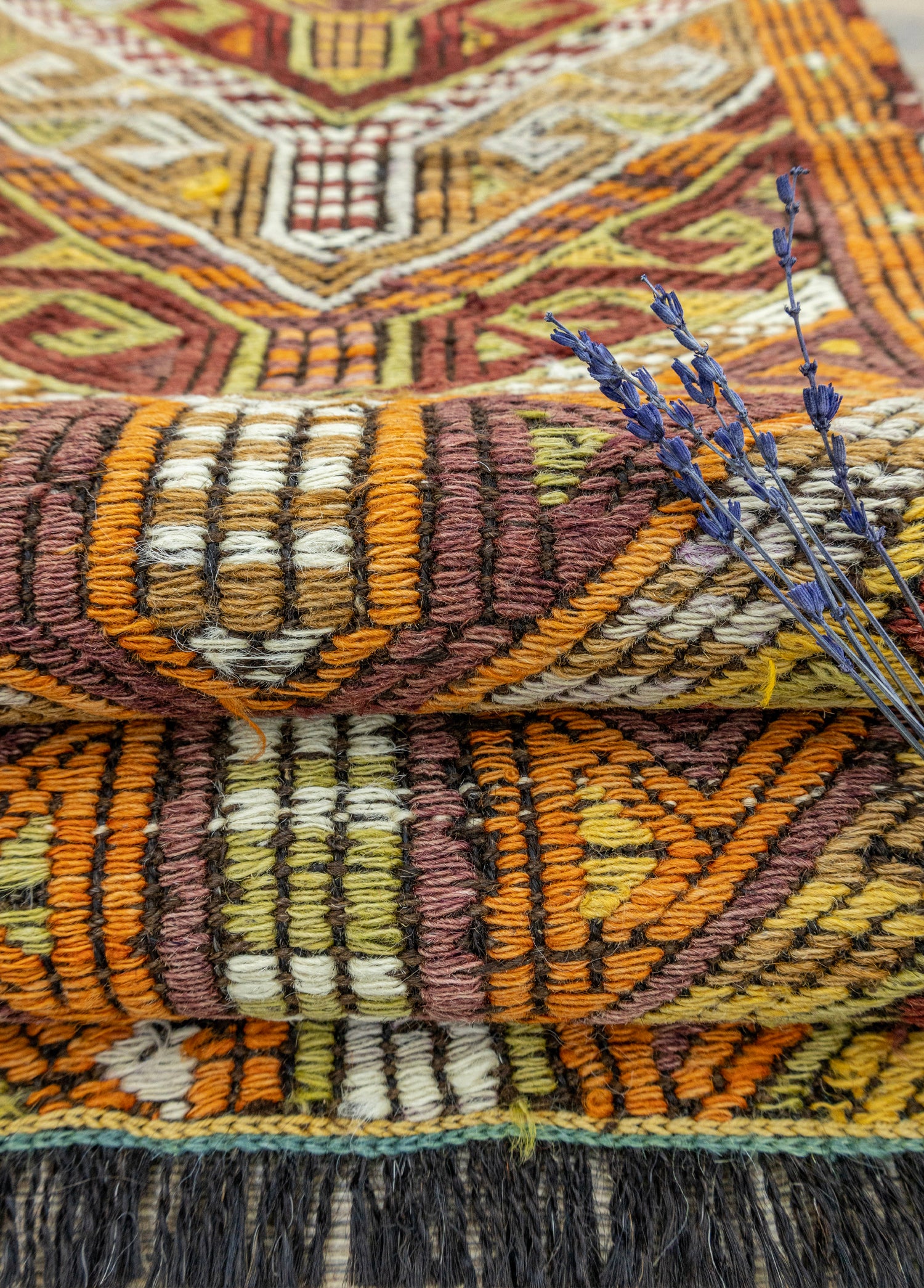 Kortu Etnik Renkli El Dokuma Cicim Kilim 131x166 cm