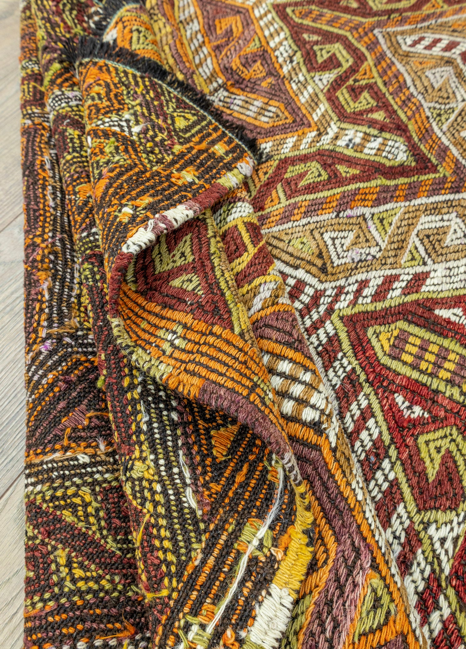 Kortu Etnik Renkli El Dokuma Cicim Kilim 131x166 cm
