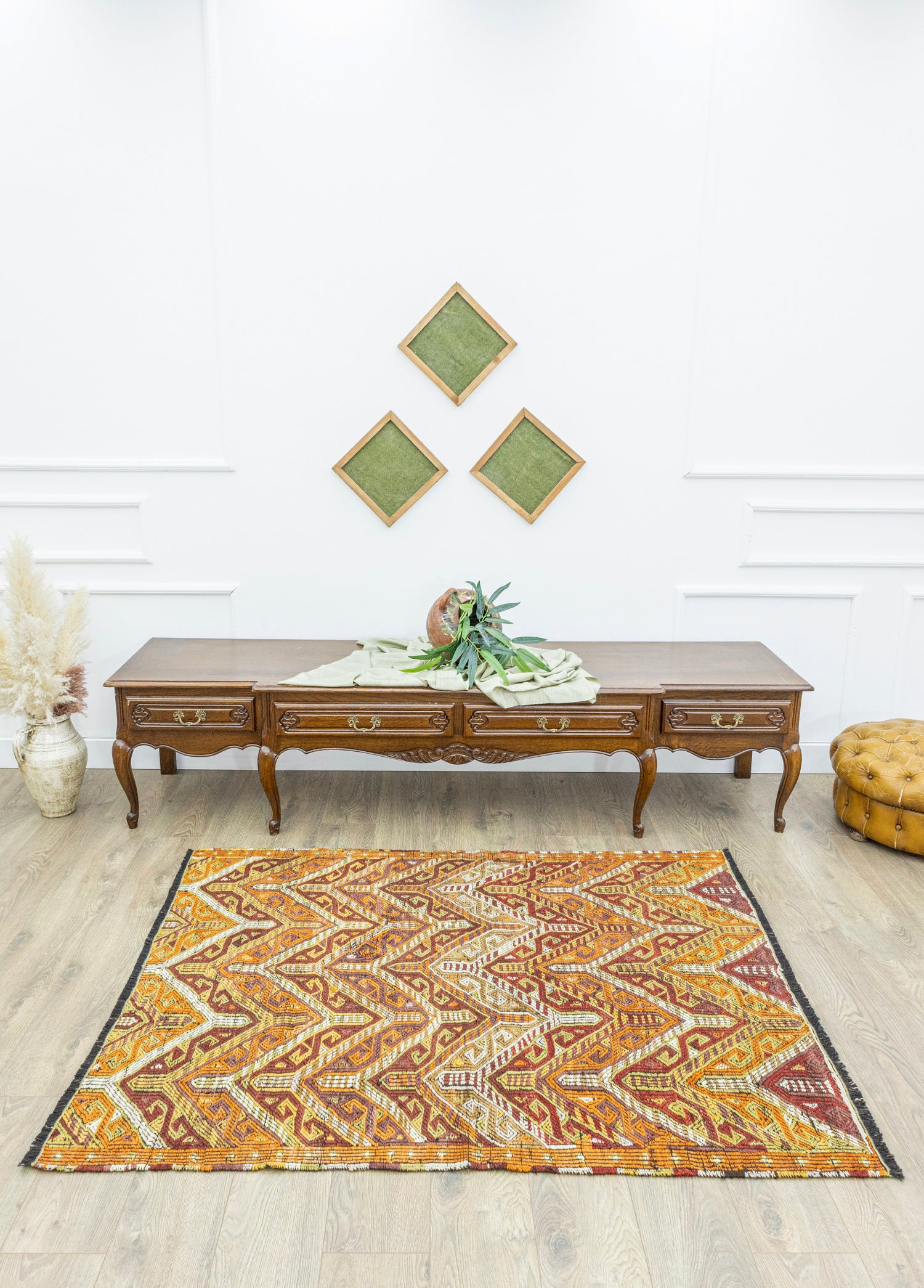 Kortu Etnik Renkli El Dokuma Cicim Kilim 131x166 cm