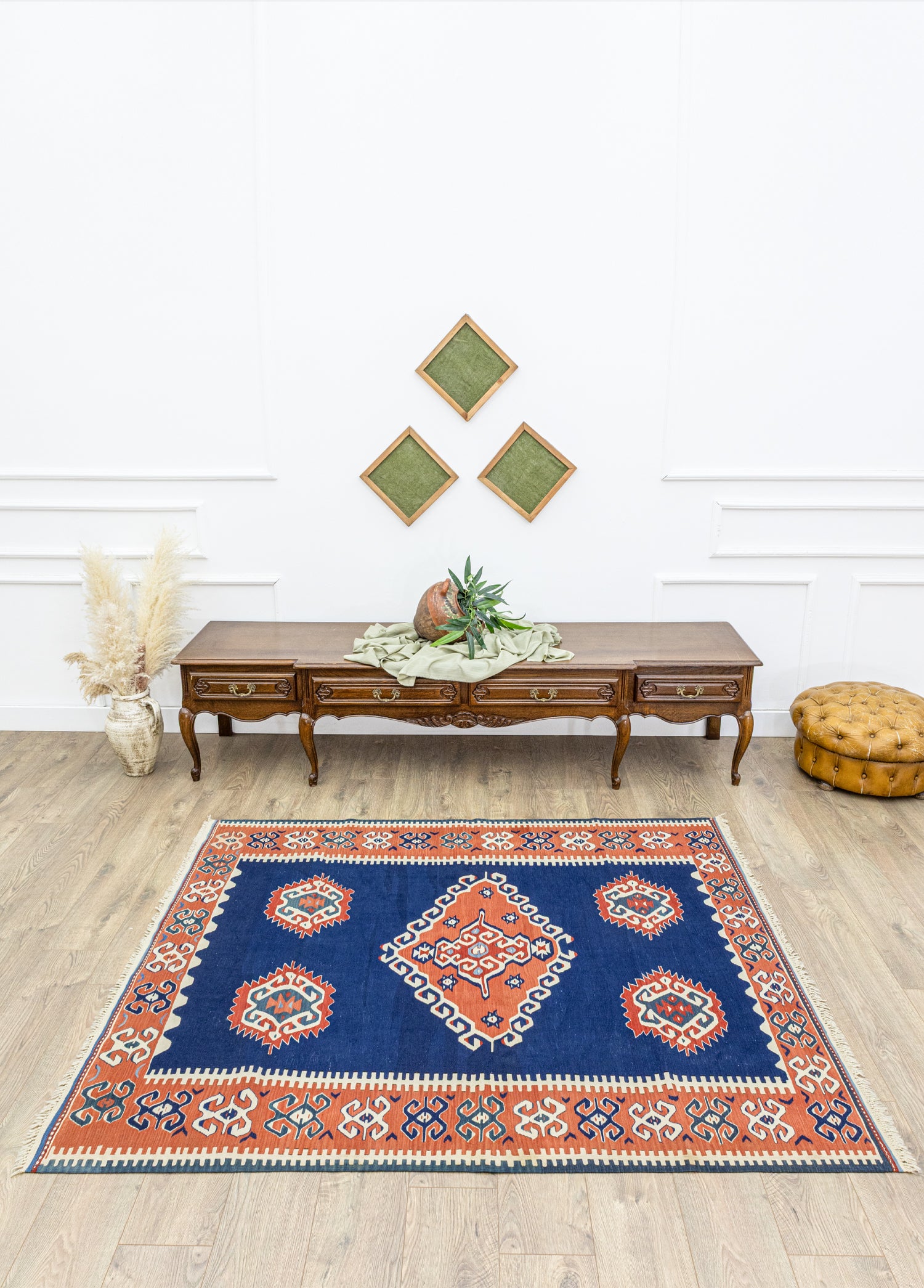 Arsen El Dokuma Mavi Yün Kilim 158x190 cm