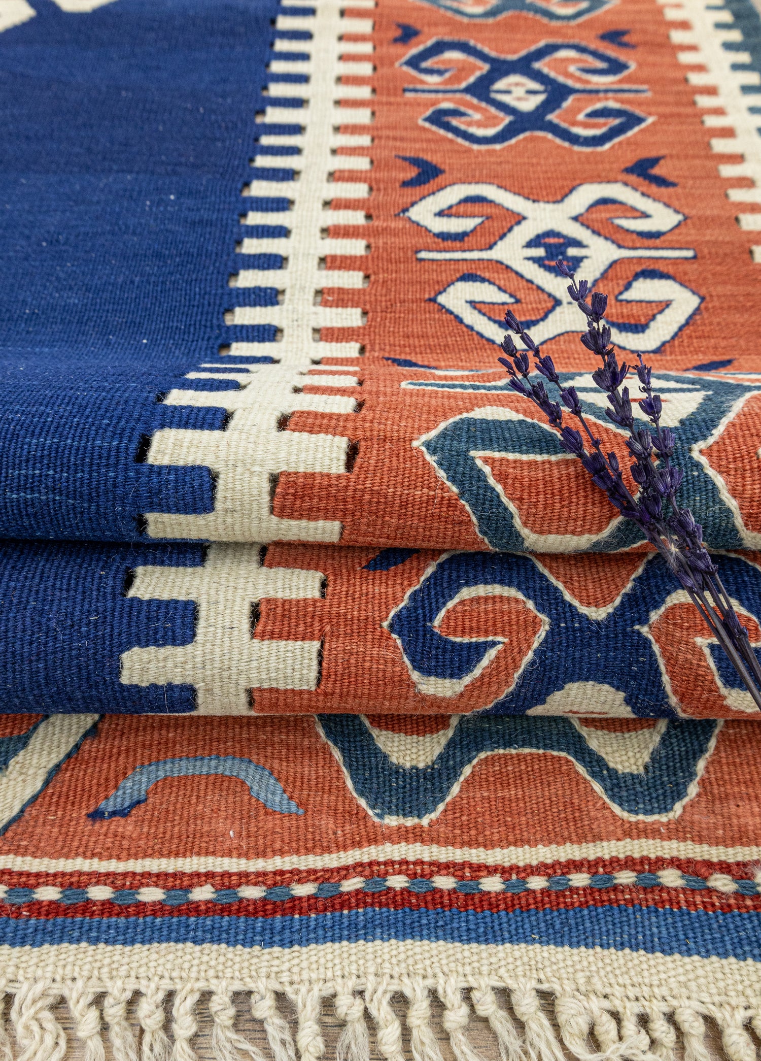Arsen El Dokuma Mavi Yün Kilim 158x190 cm