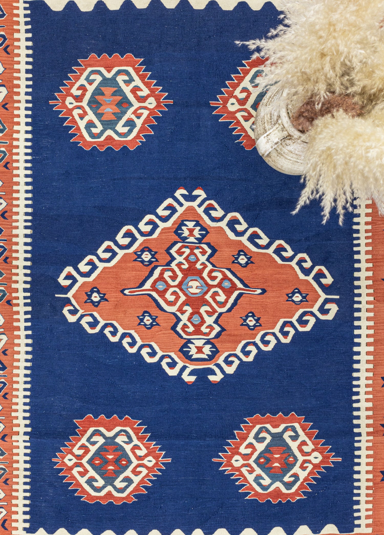 Arsen El Dokuma Mavi Yün Kilim 158x190 cm