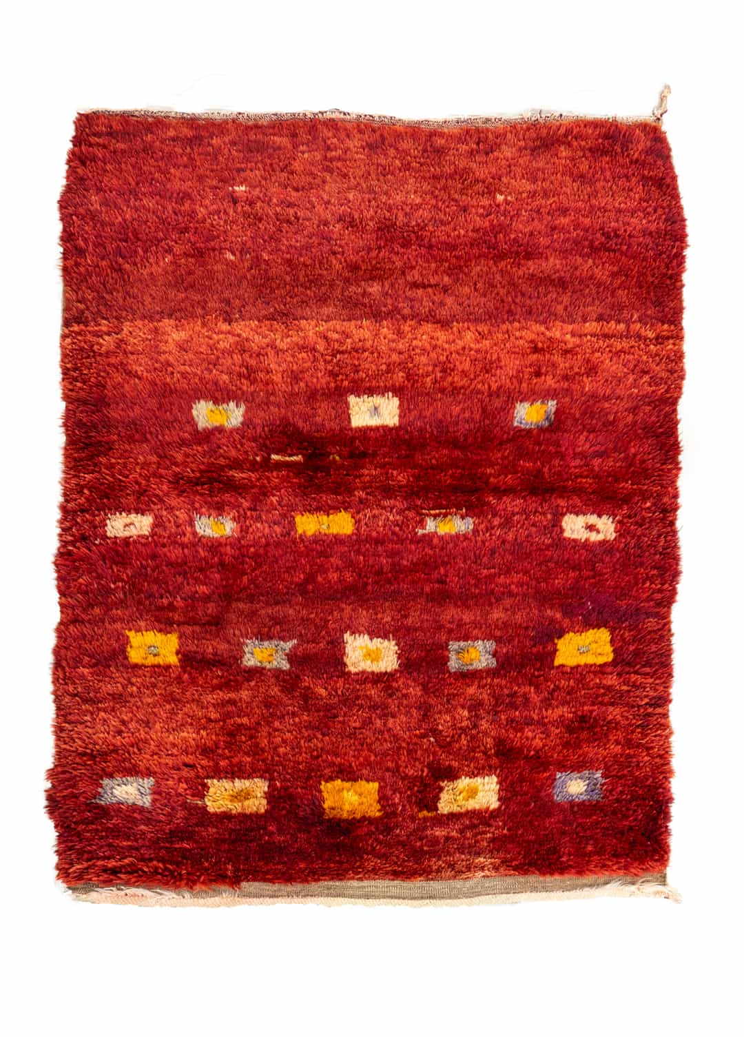 Karsu El Dokuma Kırmızı Etnik Desenli Yumşak Tüylü Halı 128x164 cm