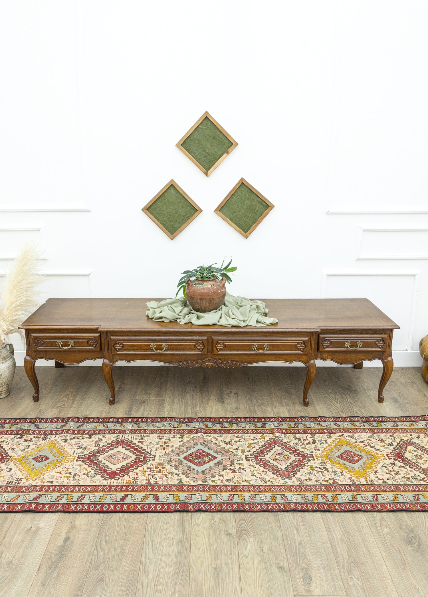 Rosa El Dokuma İpek Kilim Yolluk 71x281 cm